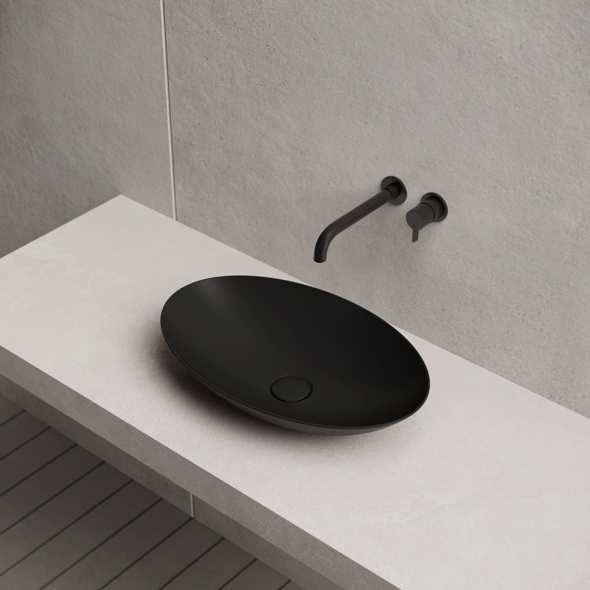 19.7 Inch MonBlari Solid Surface Vessel Bowl Sink Bathroom Sink XA-A73-MW-SideTop