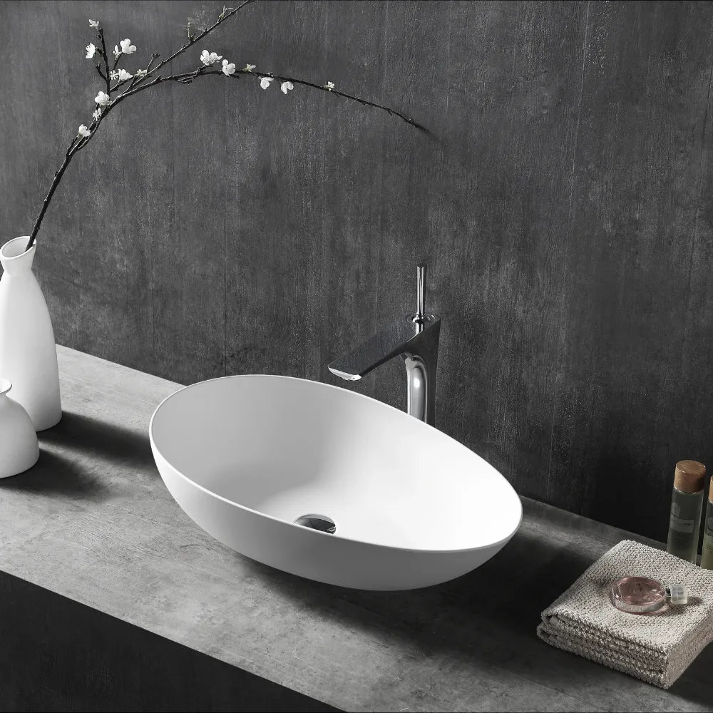 24 Inch MonBlari Modern Solid Surface Vessel Sink for Bathroom