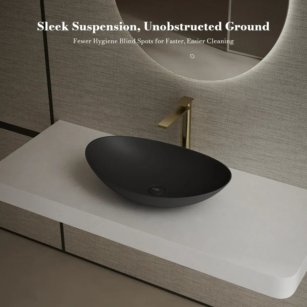 24 Inch MonBlari Solid Surface Vessel Bowl Sink Bathroom Sink