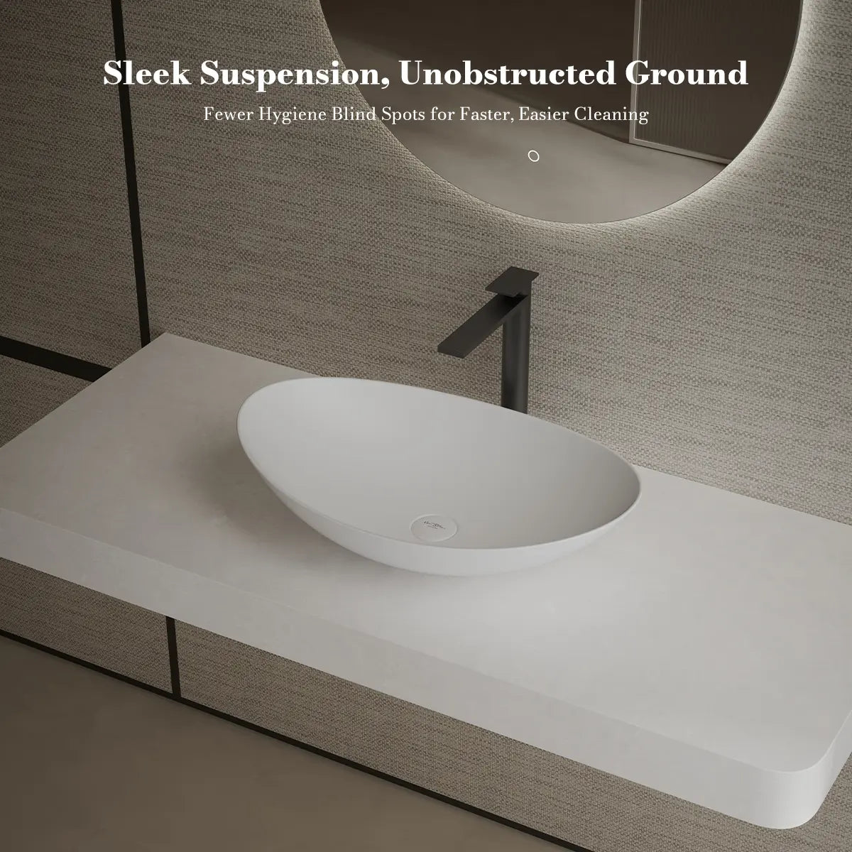 24 Inch MonBlari Solid Surface Vessel Bowl Sink Bathroom Sink
