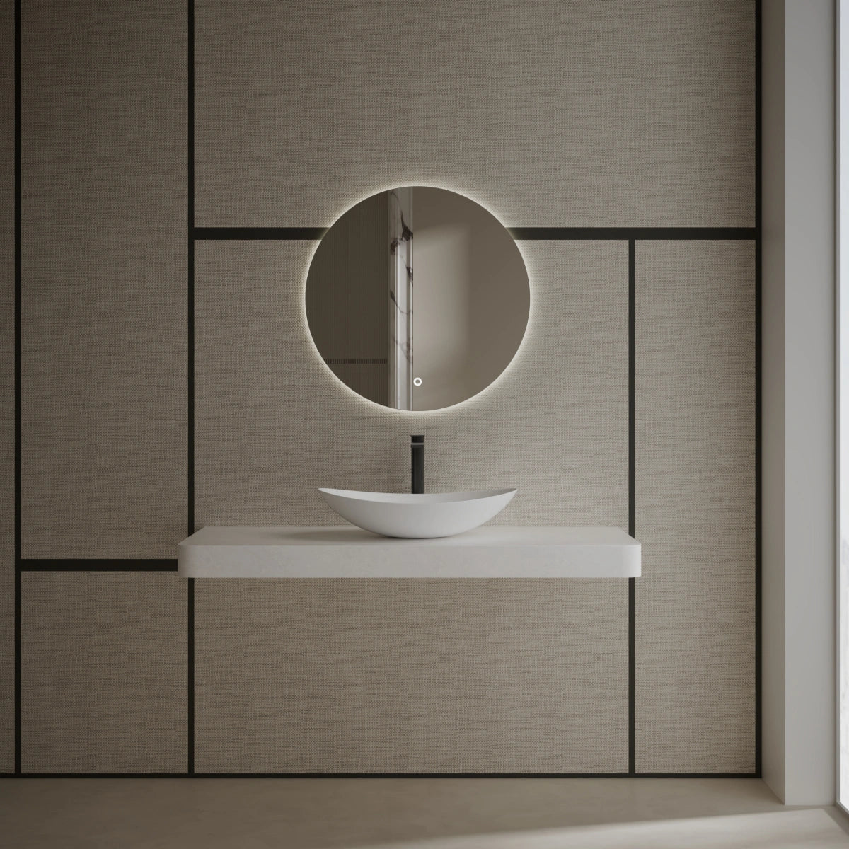 24 Inch MonBlari Solid Surface Vessel Bowl Sink Bathroom Sink
