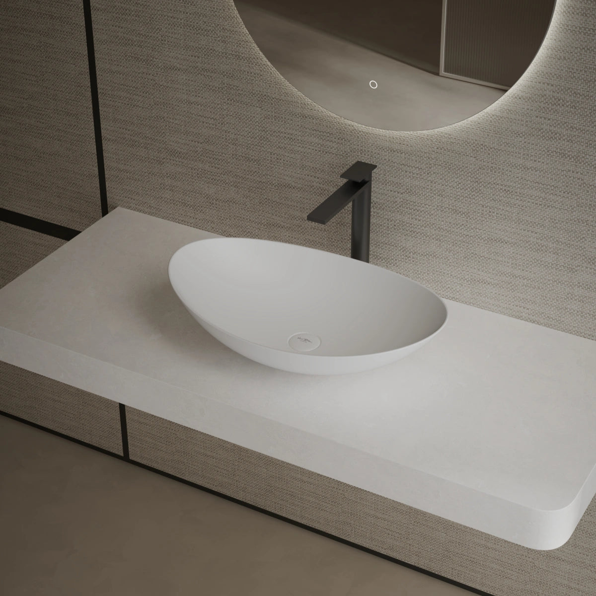 24 Inch MonBlari Solid Surface Vessel Bowl Sink Bathroom Sink