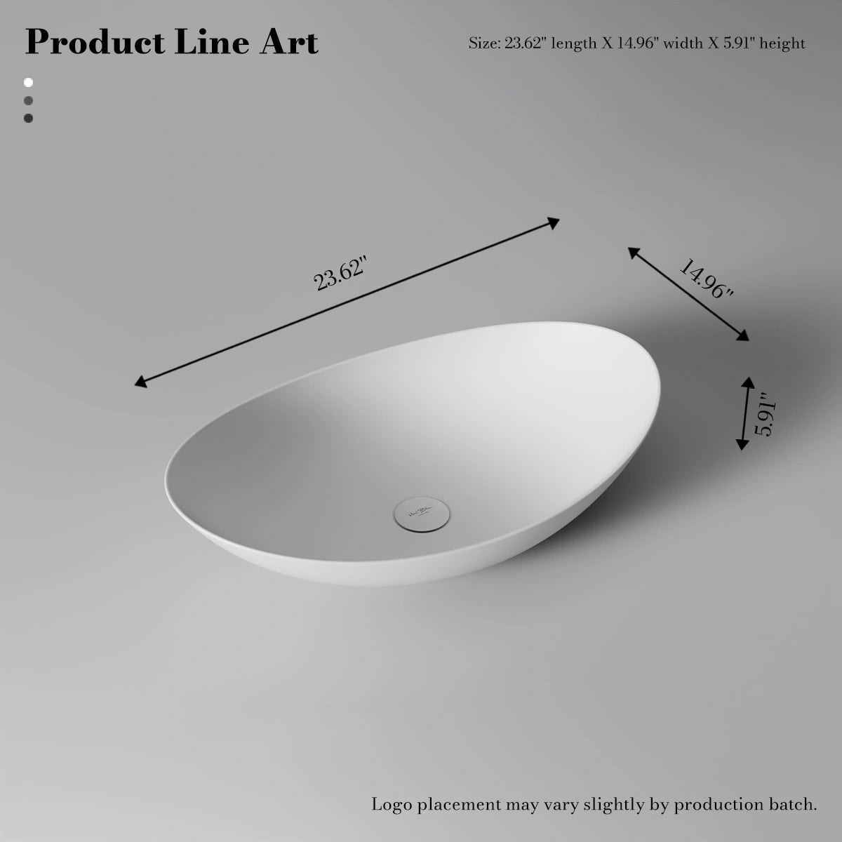 24 Inch MonBlari Solid Surface Vessel Bowl Sink Bathroom Sink