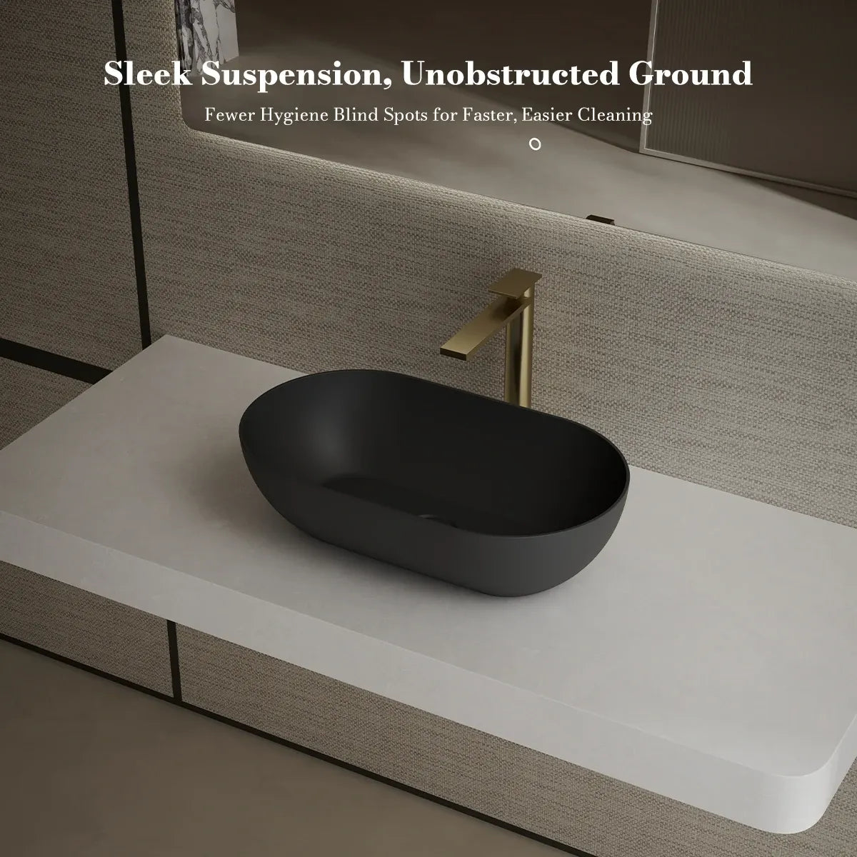 22 Inch MonBlari Solid Surface Vessel Bowl Sink Bathroom Sink