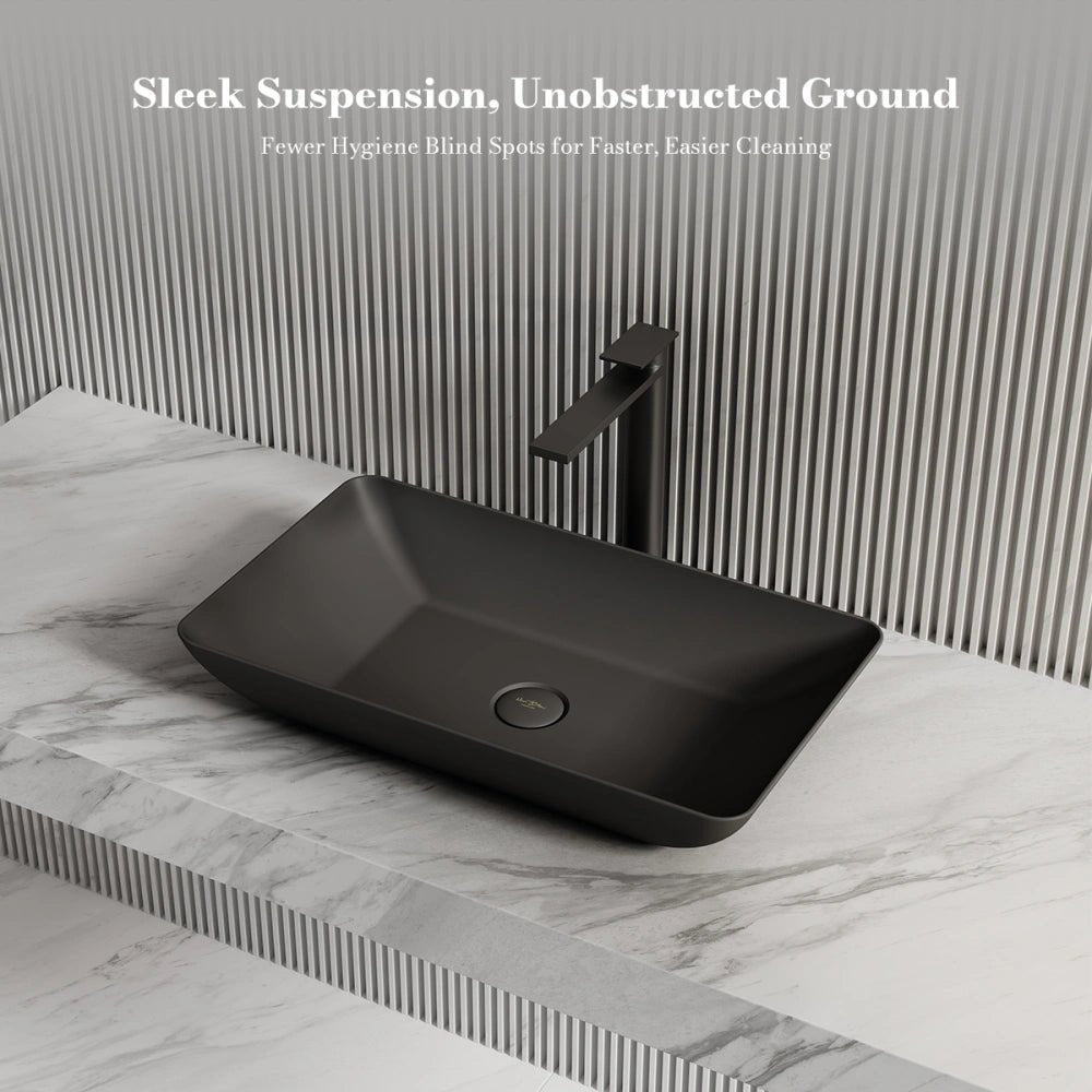 24 Inch MonBlari Rectangular Solid Surface Vessel Sink for Bathroom