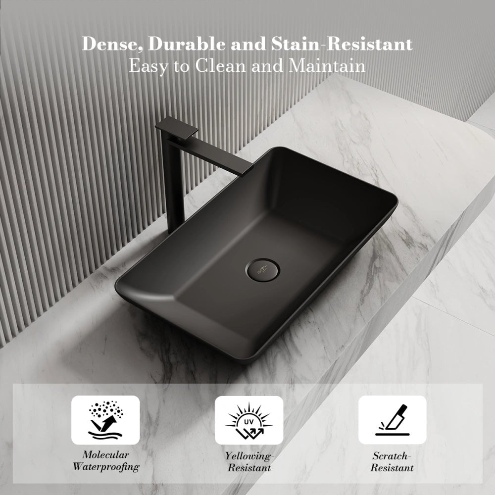 24 Inch MonBlari Rectangular Solid Surface Vessel Sink for Bathroom