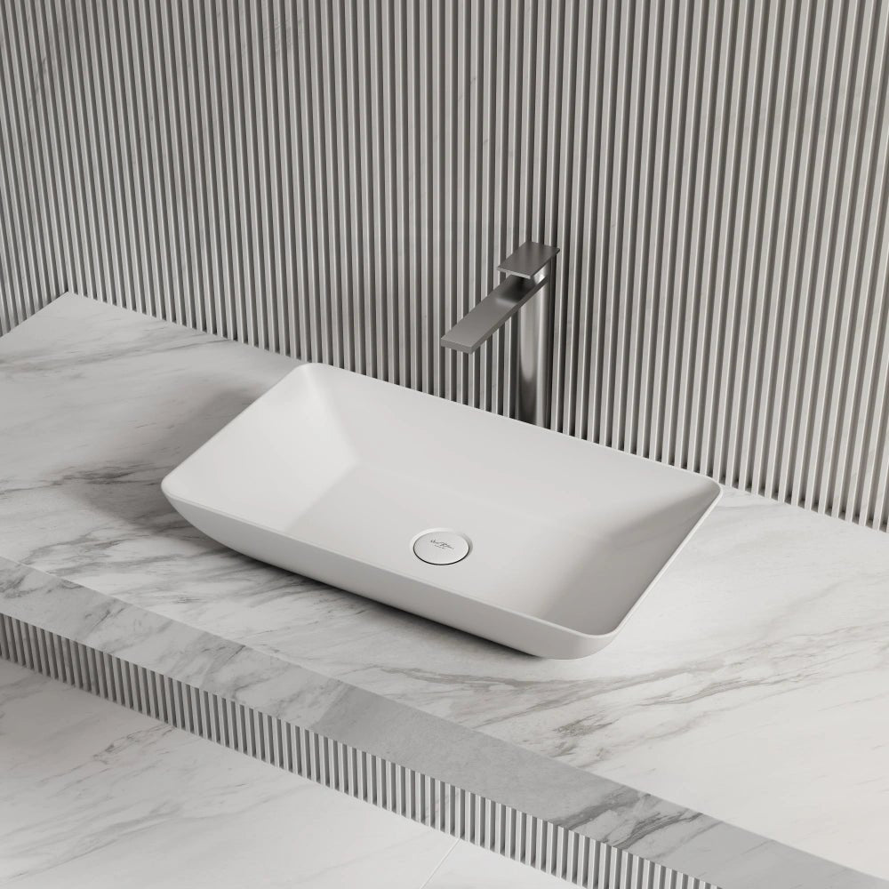 24 Inch MonBlari Rectangular Solid Surface Vessel Sink for Bathroom