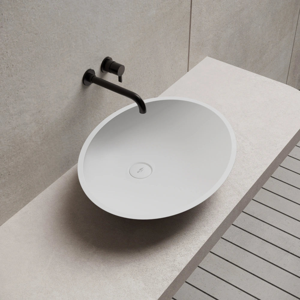 21 Inch MonBlari Oval Bowl Solid Surface Vessel Sink for Bathroom