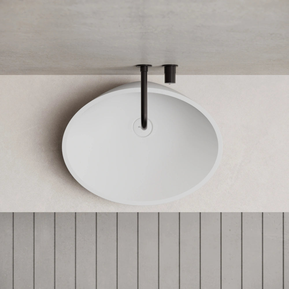 21 Inch MonBlari Oval Bowl Solid Surface Vessel Sink for Bathroom