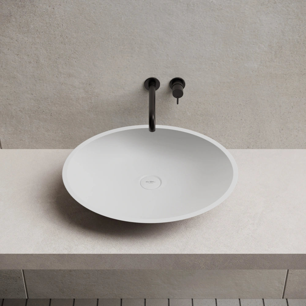21 Inch MonBlari Oval Bowl Solid Surface Vessel Sink for Bathroom