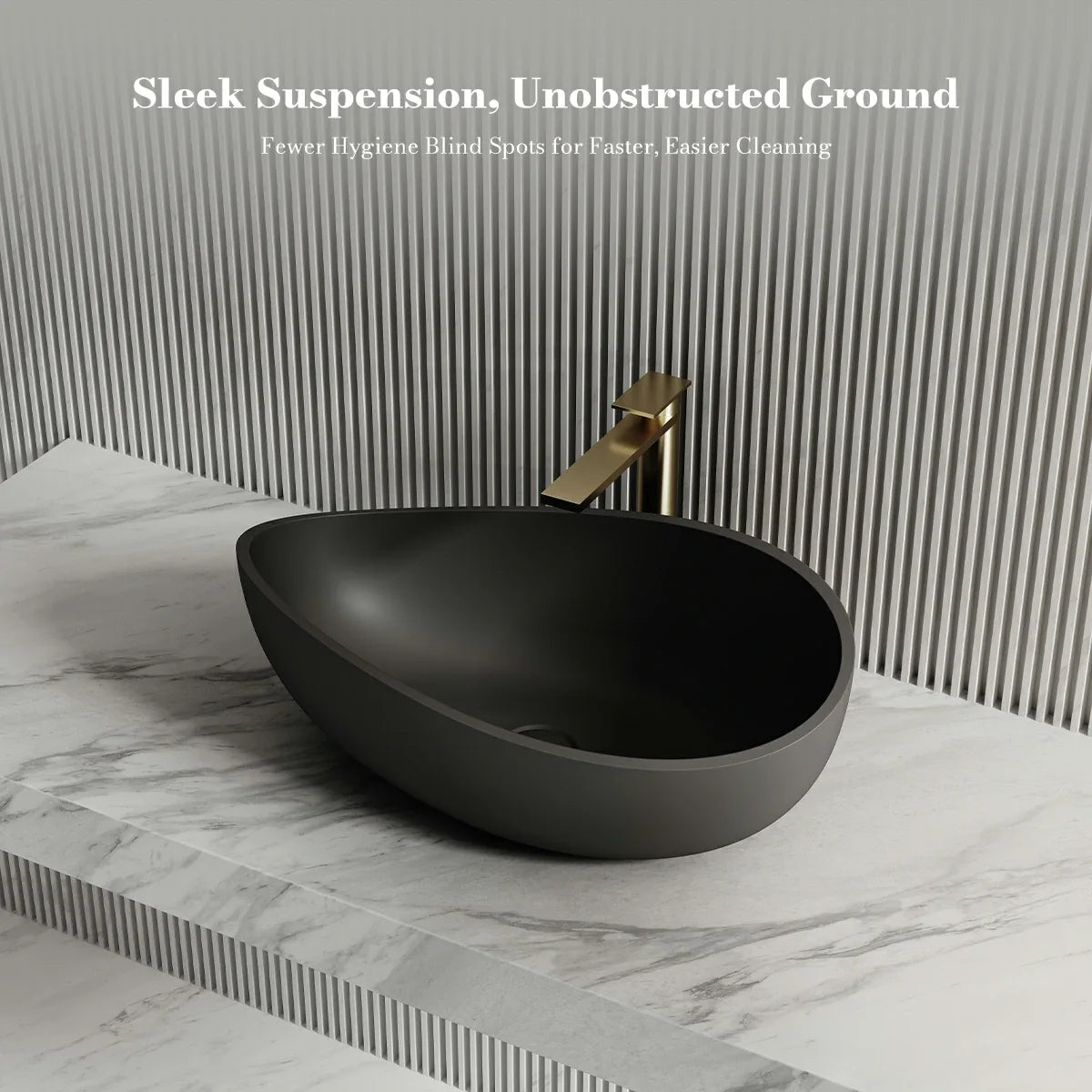 24 Inch MonBlari Modern Oval Solid Surface Vessel Bowl Sink