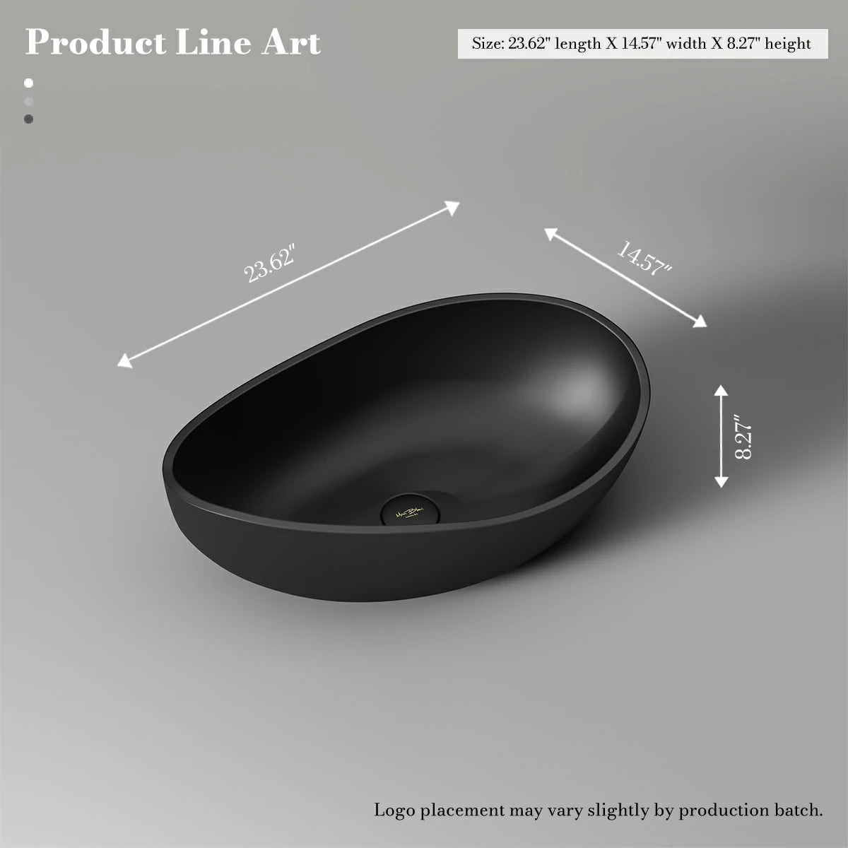 24 Inch MonBlari Modern Oval Solid Surface Vessel Bowl Sink