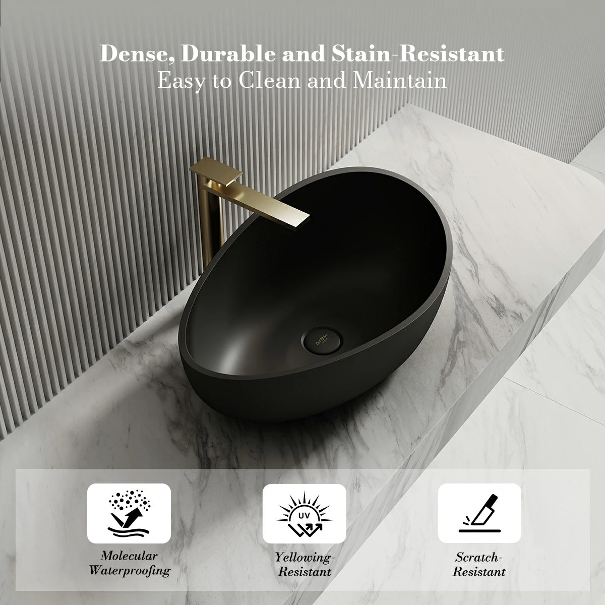 24 Inch MonBlari Modern Oval Solid Surface Vessel Bowl Sink