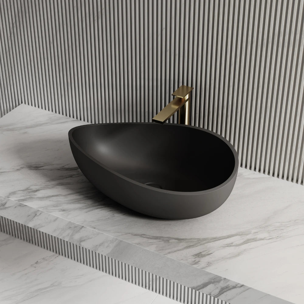 24 Inch MonBlari Modern Oval Solid Surface Vessel Bowl Sink