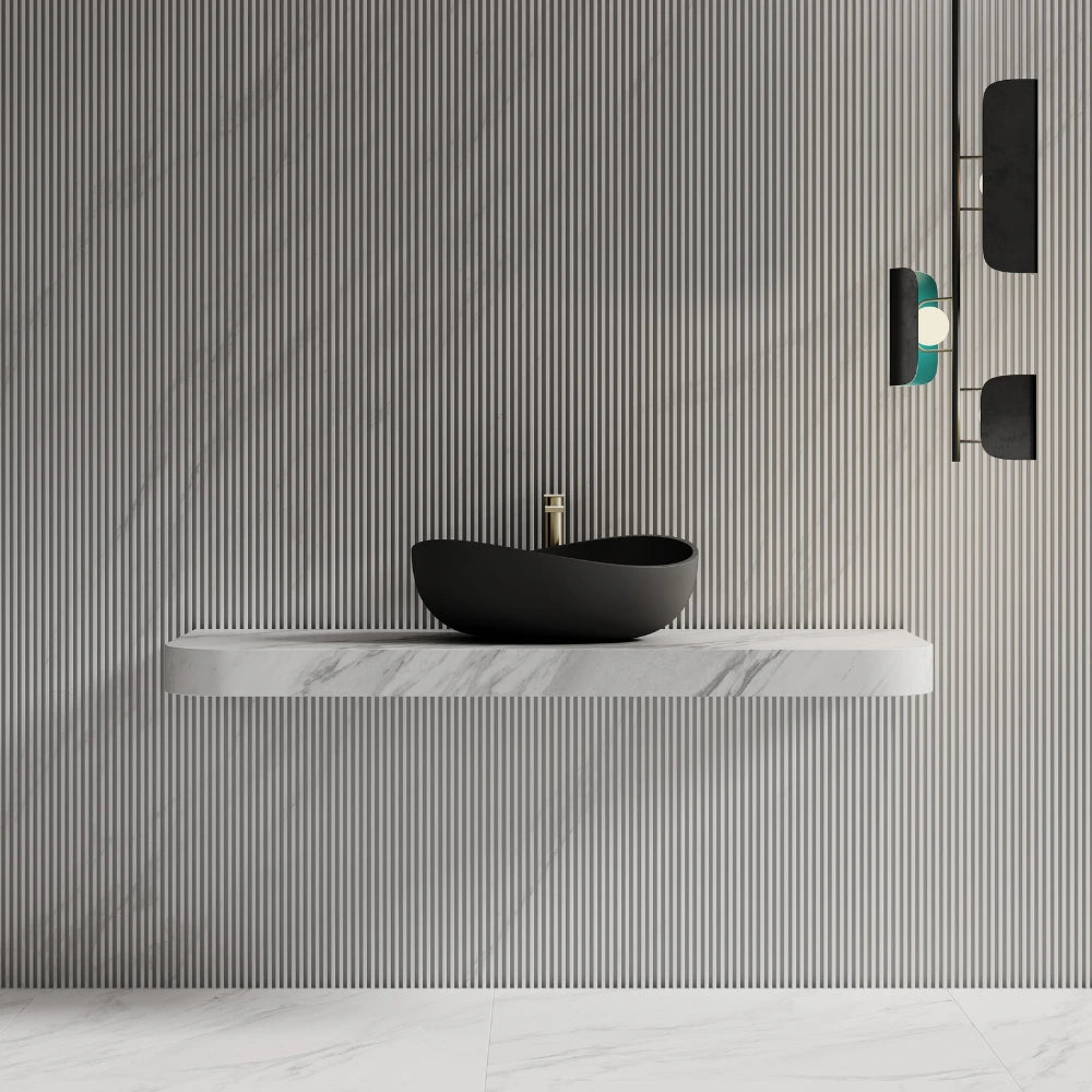 24 Inch MonBlari Modern Oval Solid Surface Vessel Bowl Sink