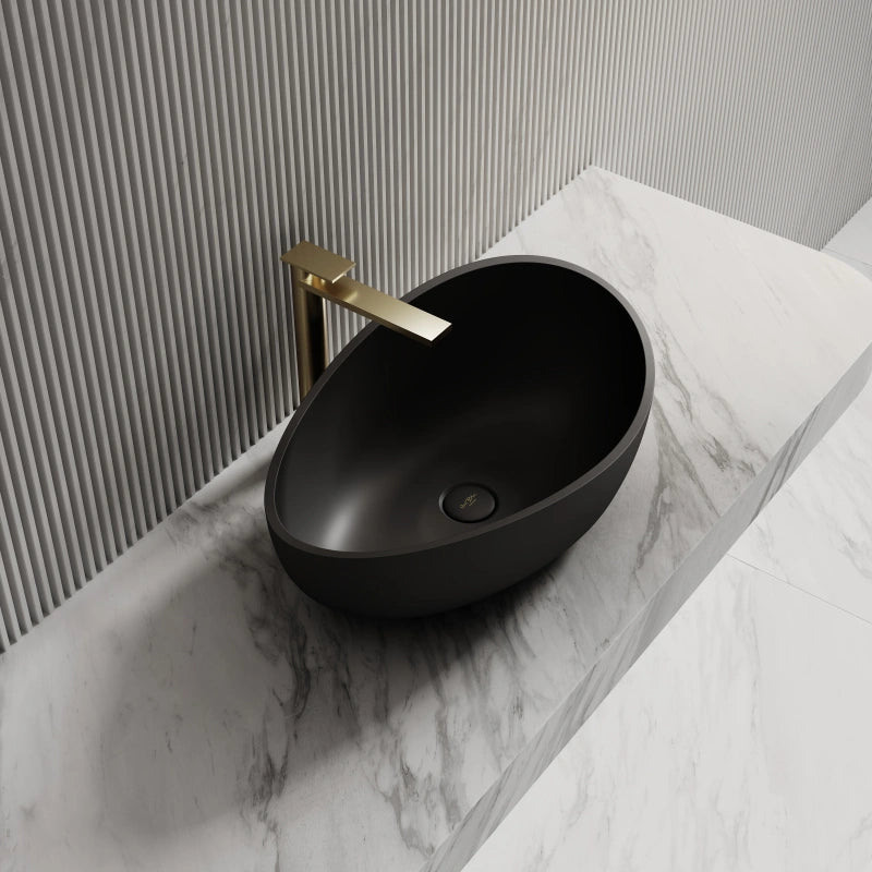 24 Inch MonBlari Modern Oval Solid Surface Vessel Bowl Sink