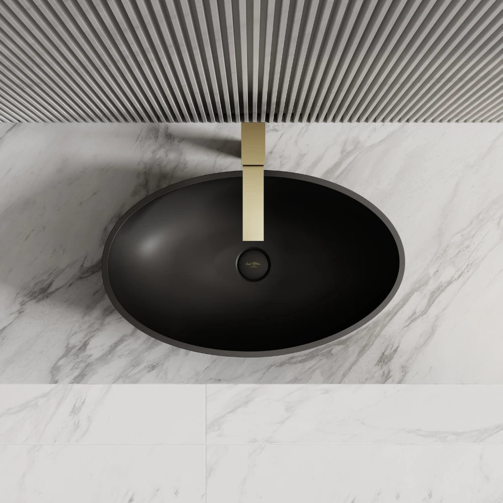 24 Inch MonBlari Modern Oval Solid Surface Vessel Bowl Sink