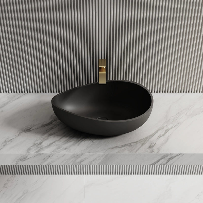 24 Inch MonBlari Modern Oval Solid Surface Vessel Bowl Sink