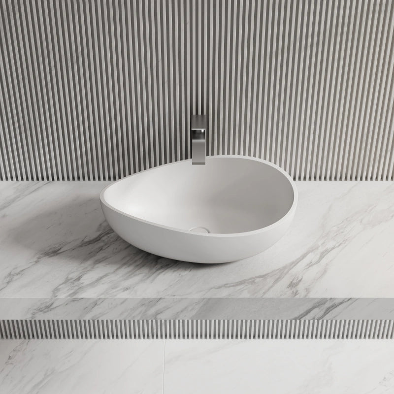 24 Inch MonBlari Modern Oval Solid Surface Vessel Bowl Sink