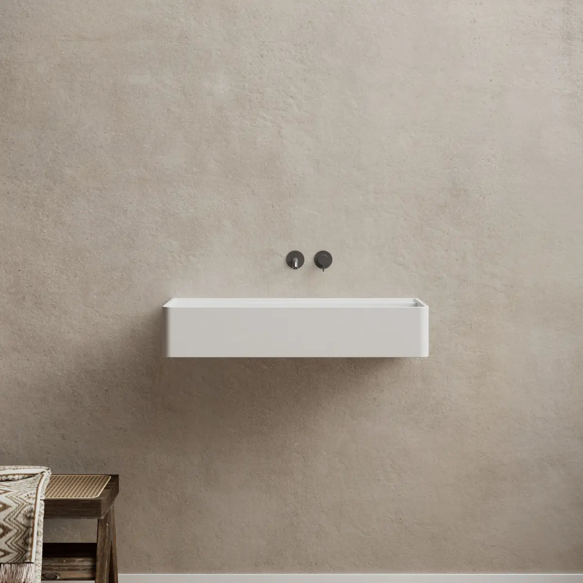 23.6-31.5 Inch MonBlari Solid Surface Wall Mount Sink Bathroom Sink