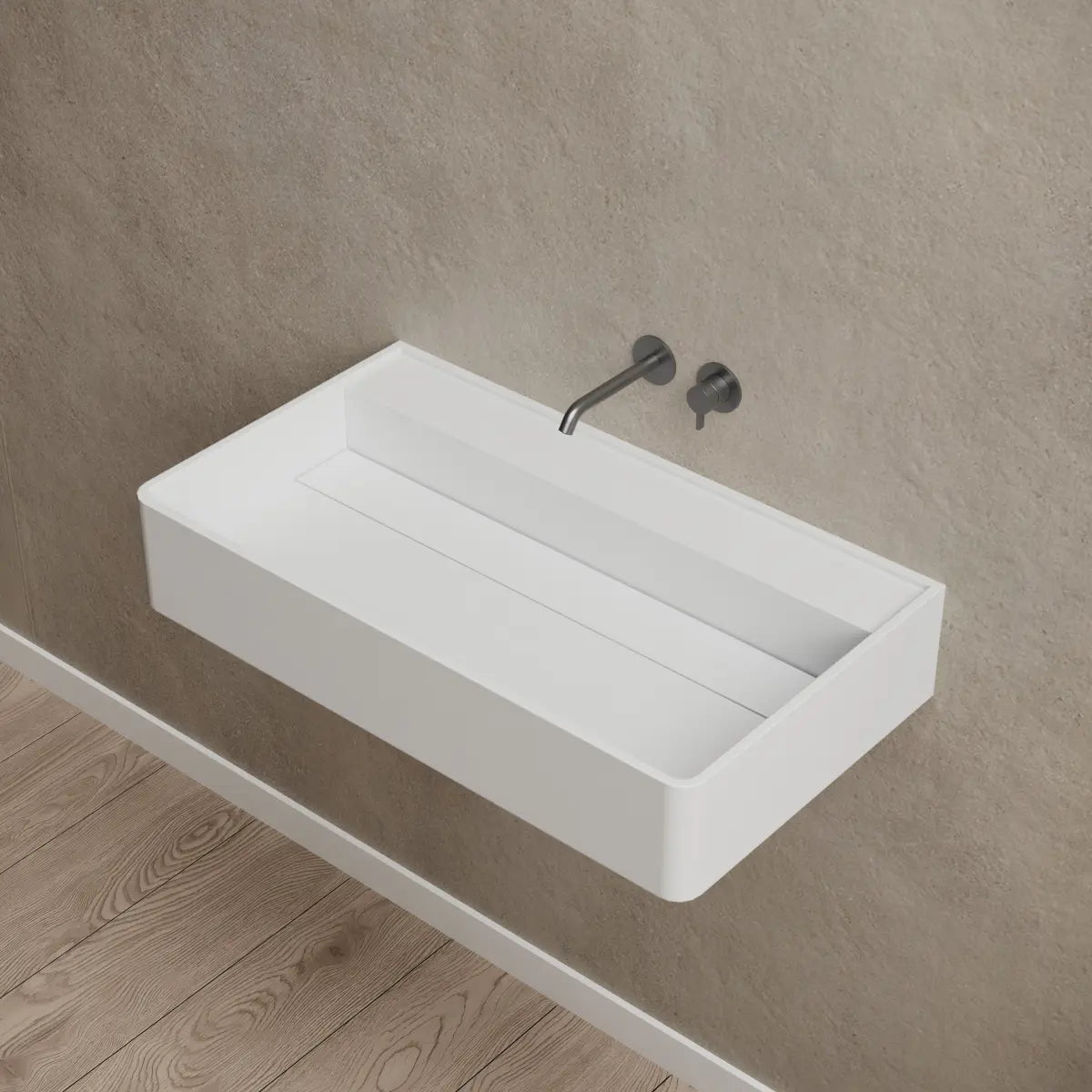 23.6-31.5 Inch MonBlari Solid Surface Wall Mount Sink Bathroom Sink