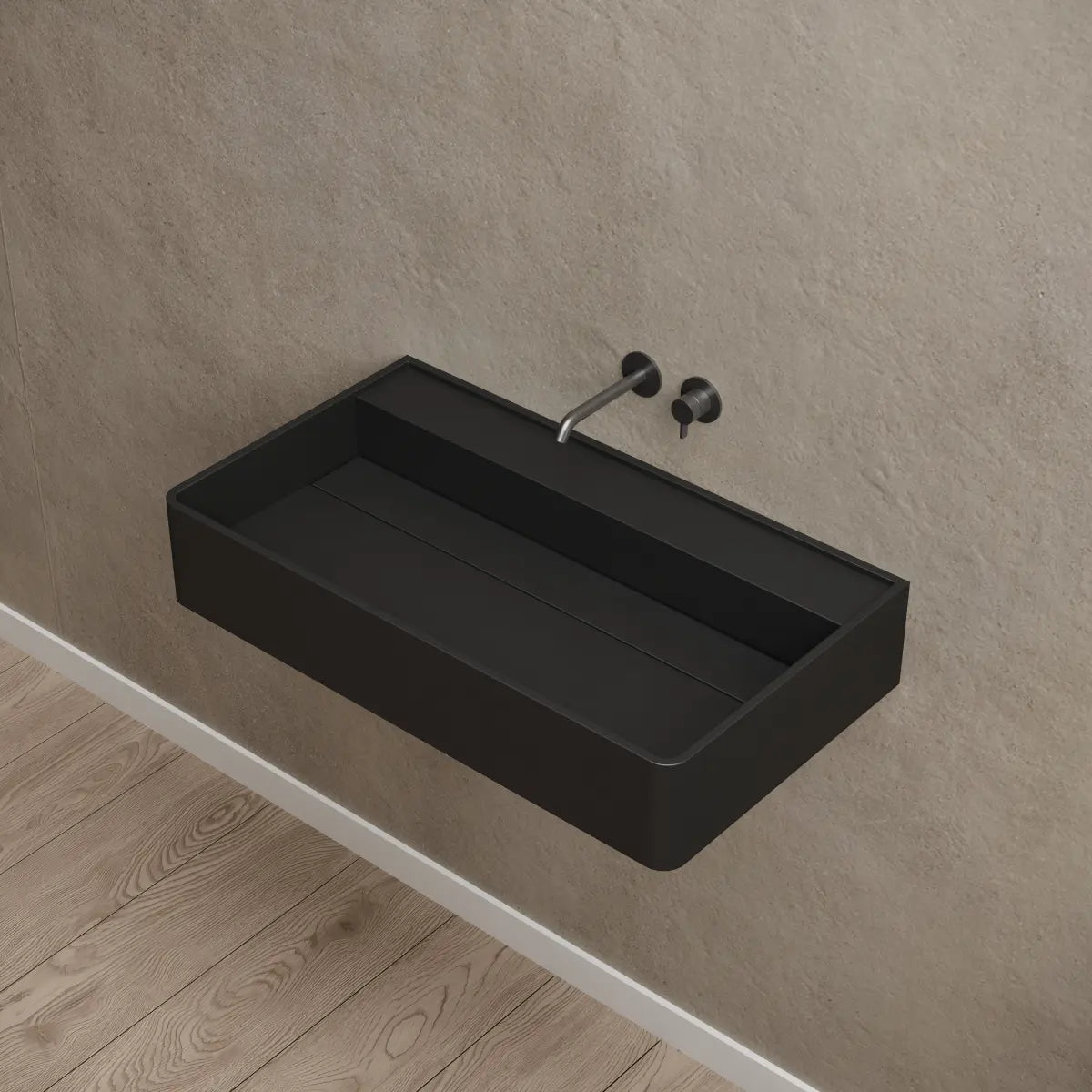 23.6-31.5 Inch MonBlari Solid Surface Wall Mount Sink Bathroom Sink