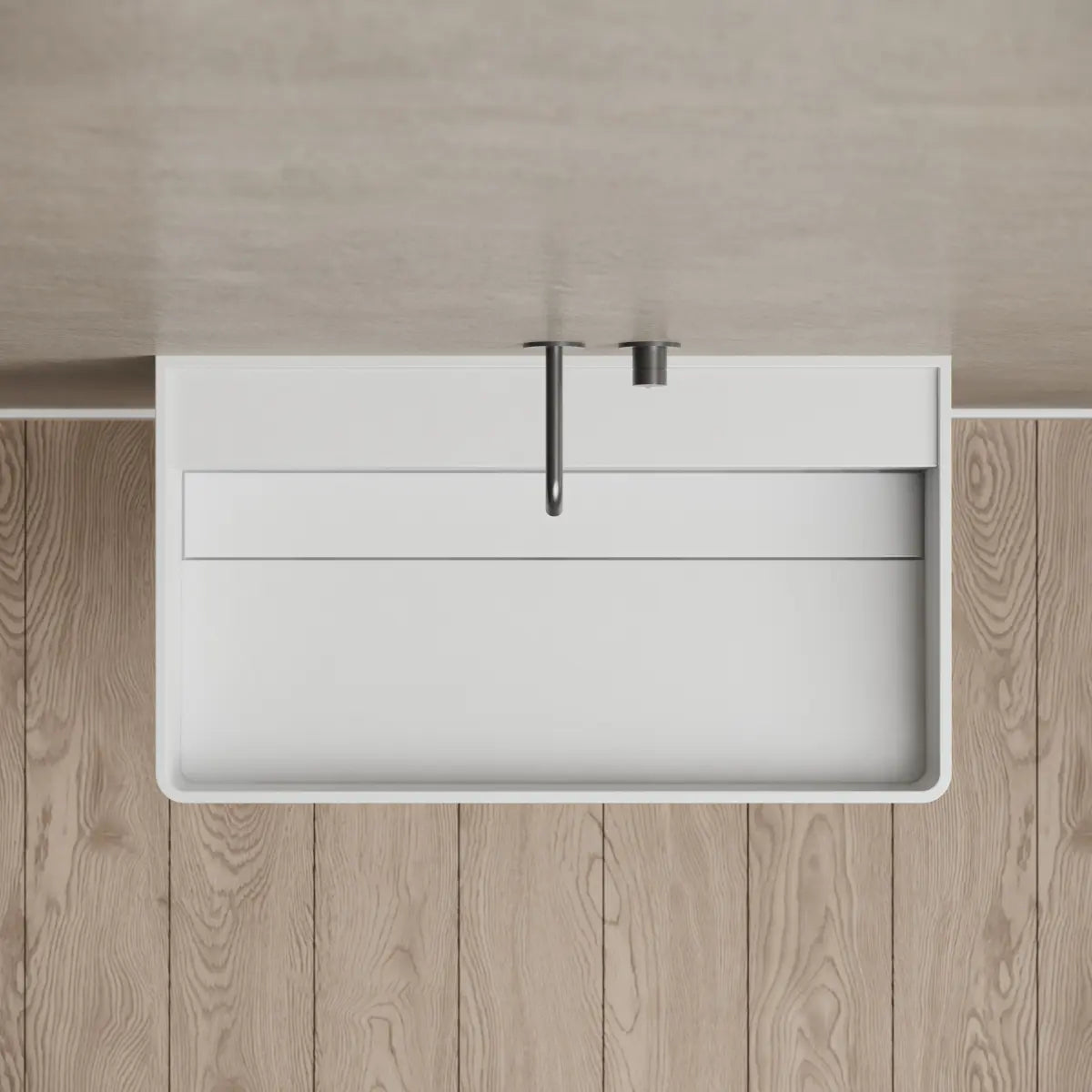 23.6-31.5 Inch MonBlari Solid Surface Wall Mount Sink Bathroom Sink