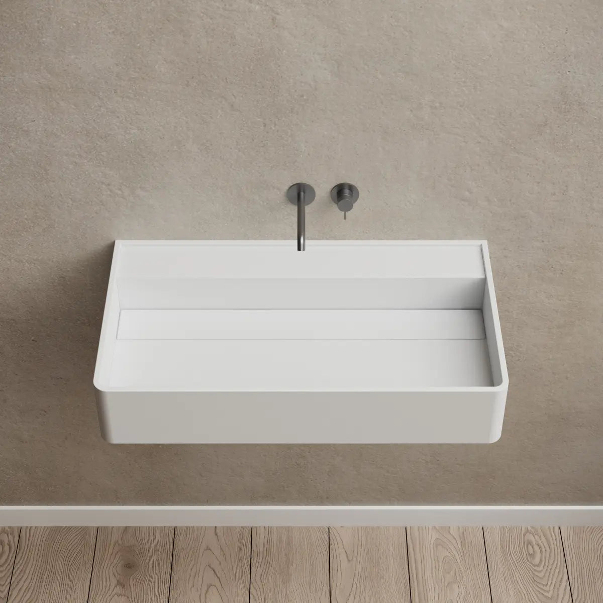 23.6-31.5 Inch MonBlari Solid Surface Wall Mount Sink Bathroom Sink