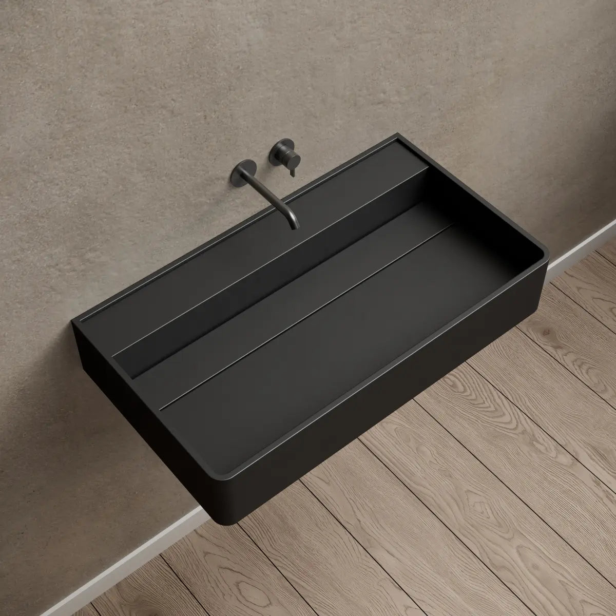 23.6-31.5 Inch MonBlari Solid Surface Wall Mount Sink Bathroom Sink