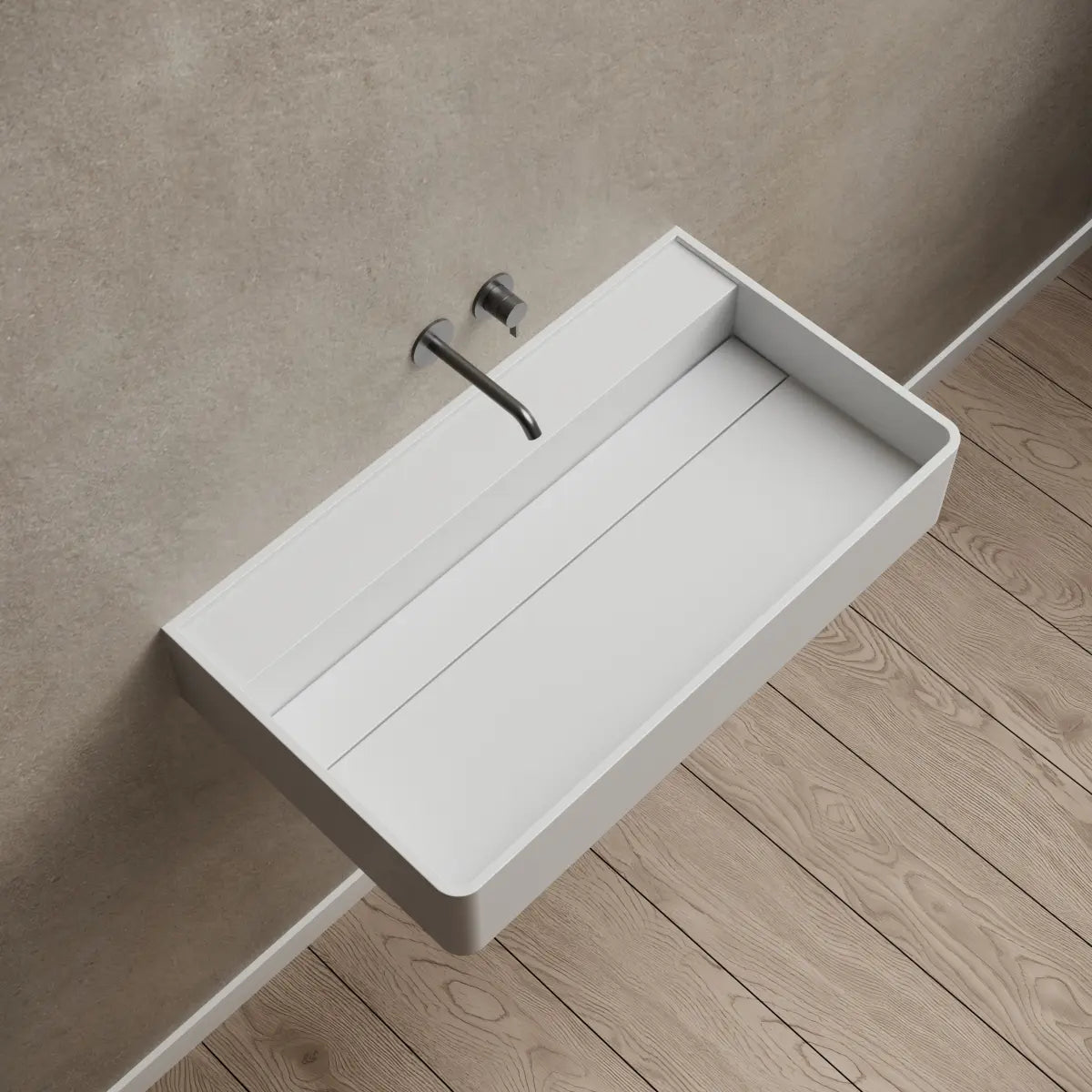 23.6-31.5 Inch MonBlari Solid Surface Wall Mount Sink Bathroom Sink