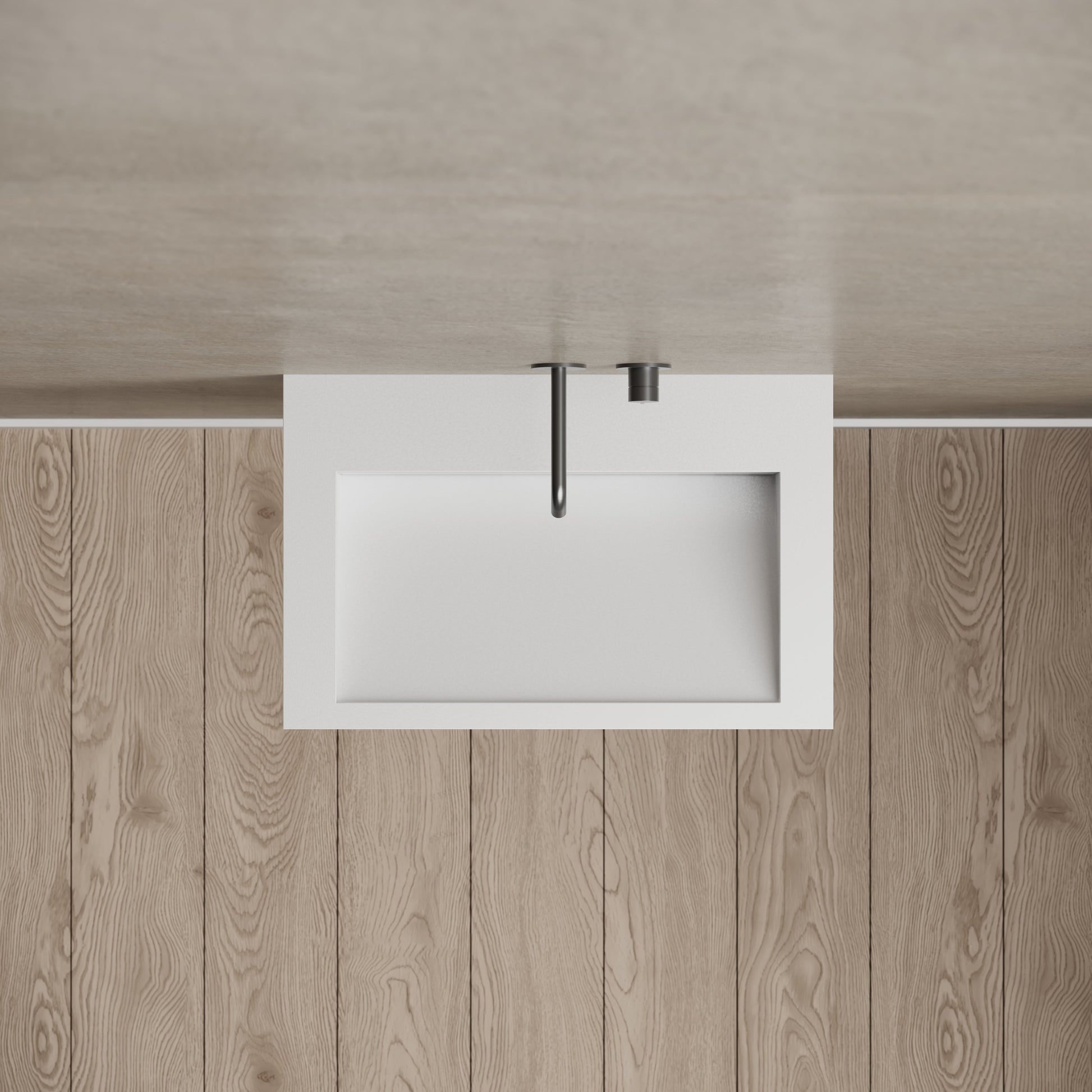 23.6 Inch MonBlari Solid Surface Wall Mount Sink Bathroom Sink TW-G272-MW-TopView