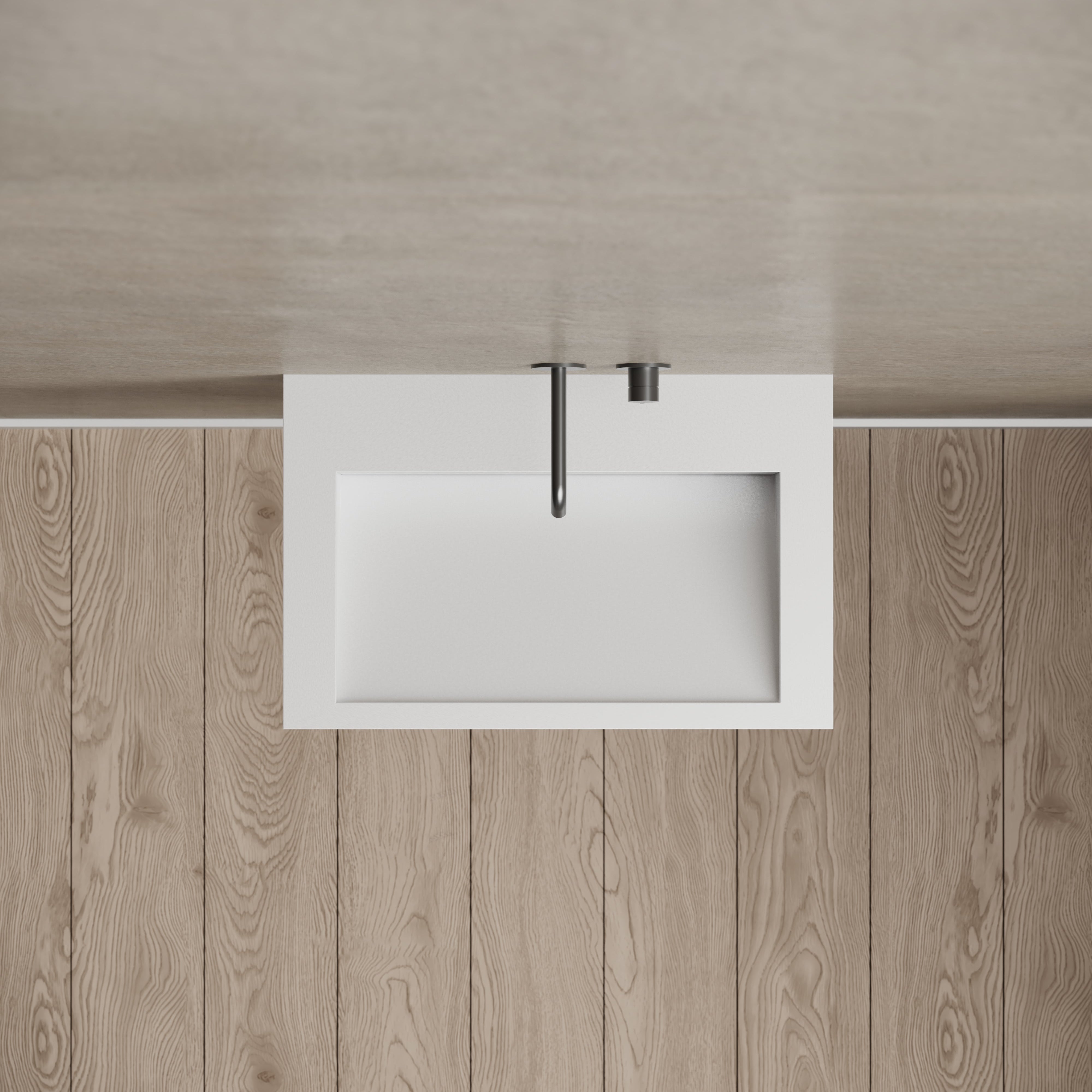 23.6 Inch MonBlari Solid Surface Wall Mount Sink Bathroom Sink TW-G272-MW-TopView