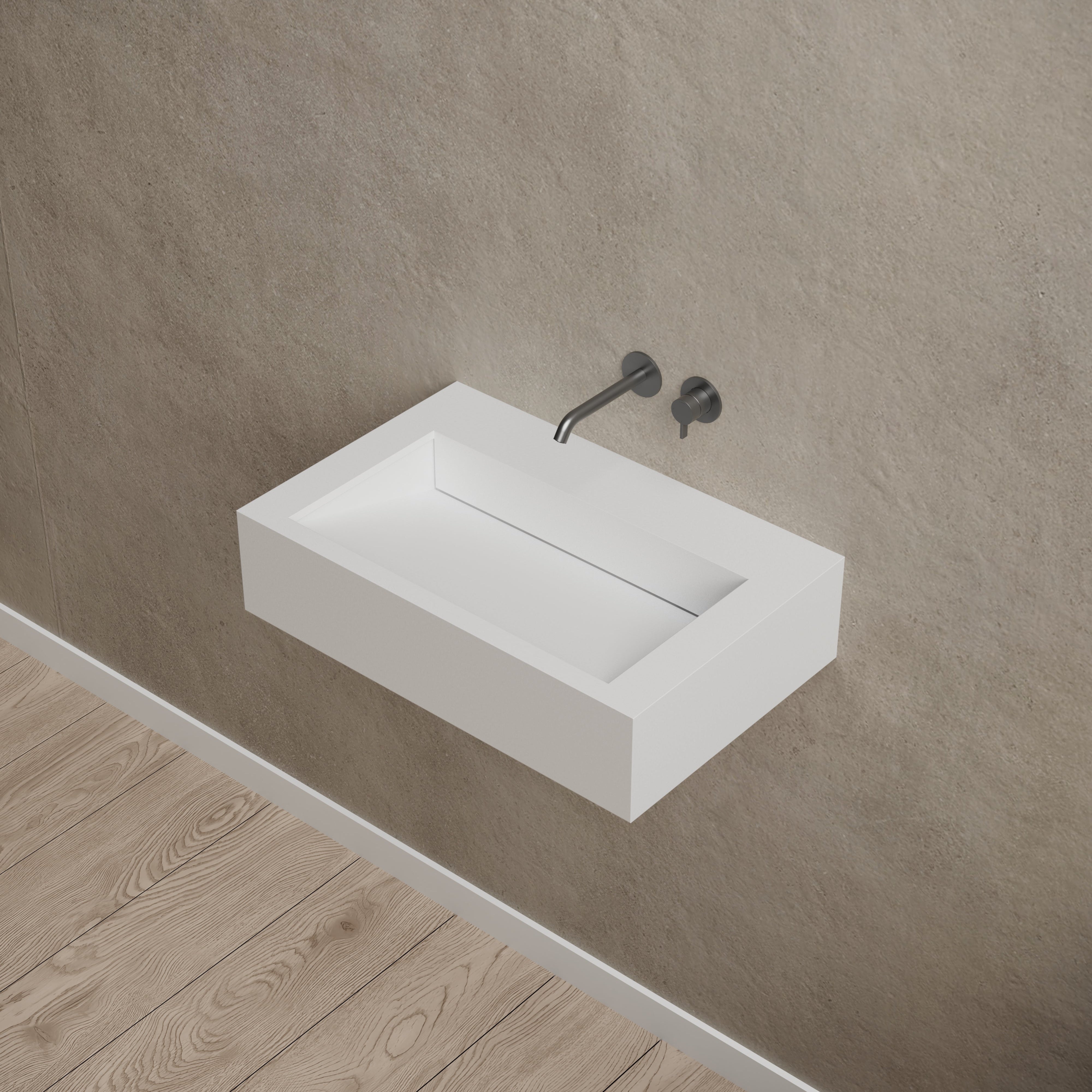 23.6 Inch MonBlari Solid Surface Wall Mount Sink Bathroom Sink TW-G272-MW-RightTop