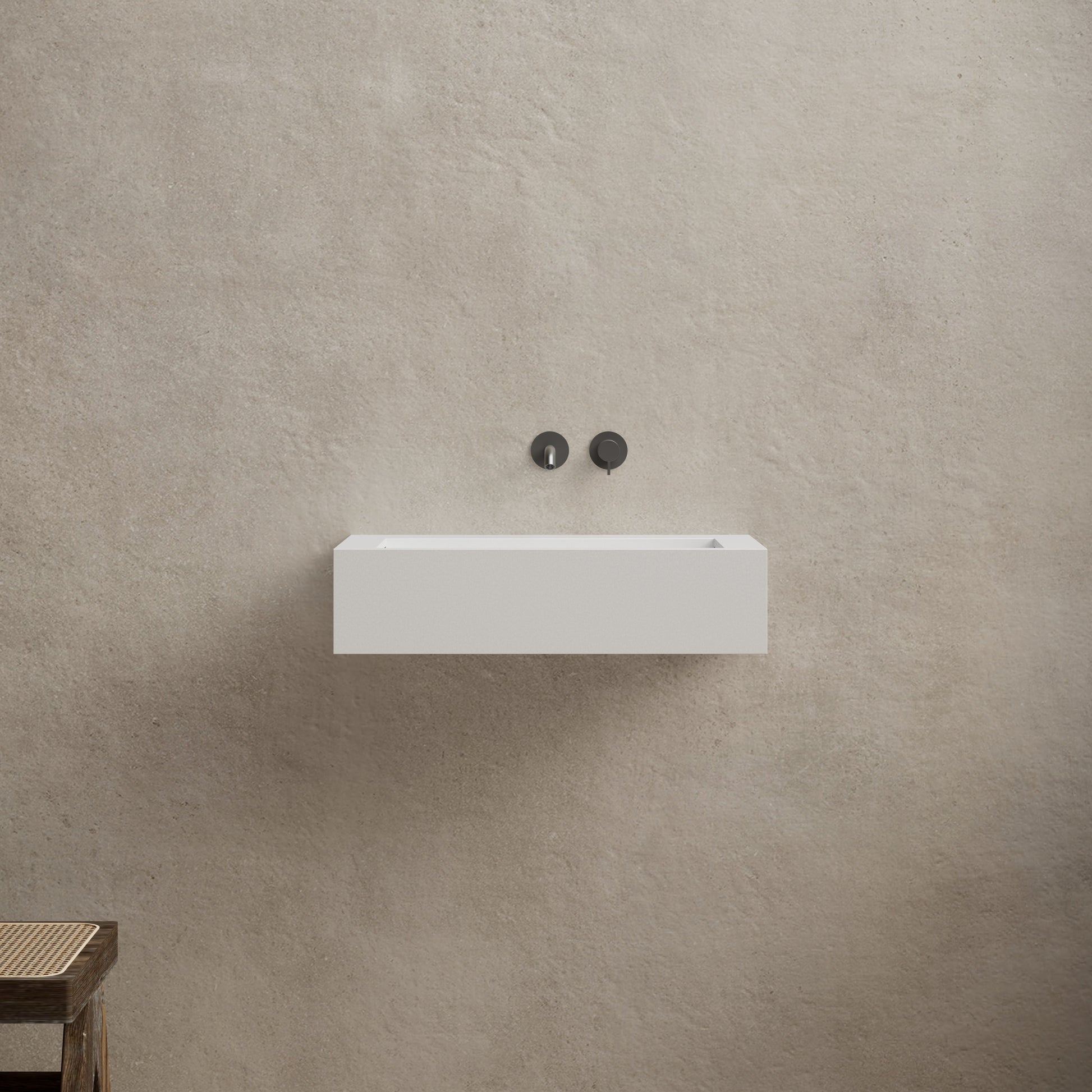 23.6 Inch MonBlari Solid Surface Wall Mount Sink Bathroom Sink TW-G272-MW-FrontView