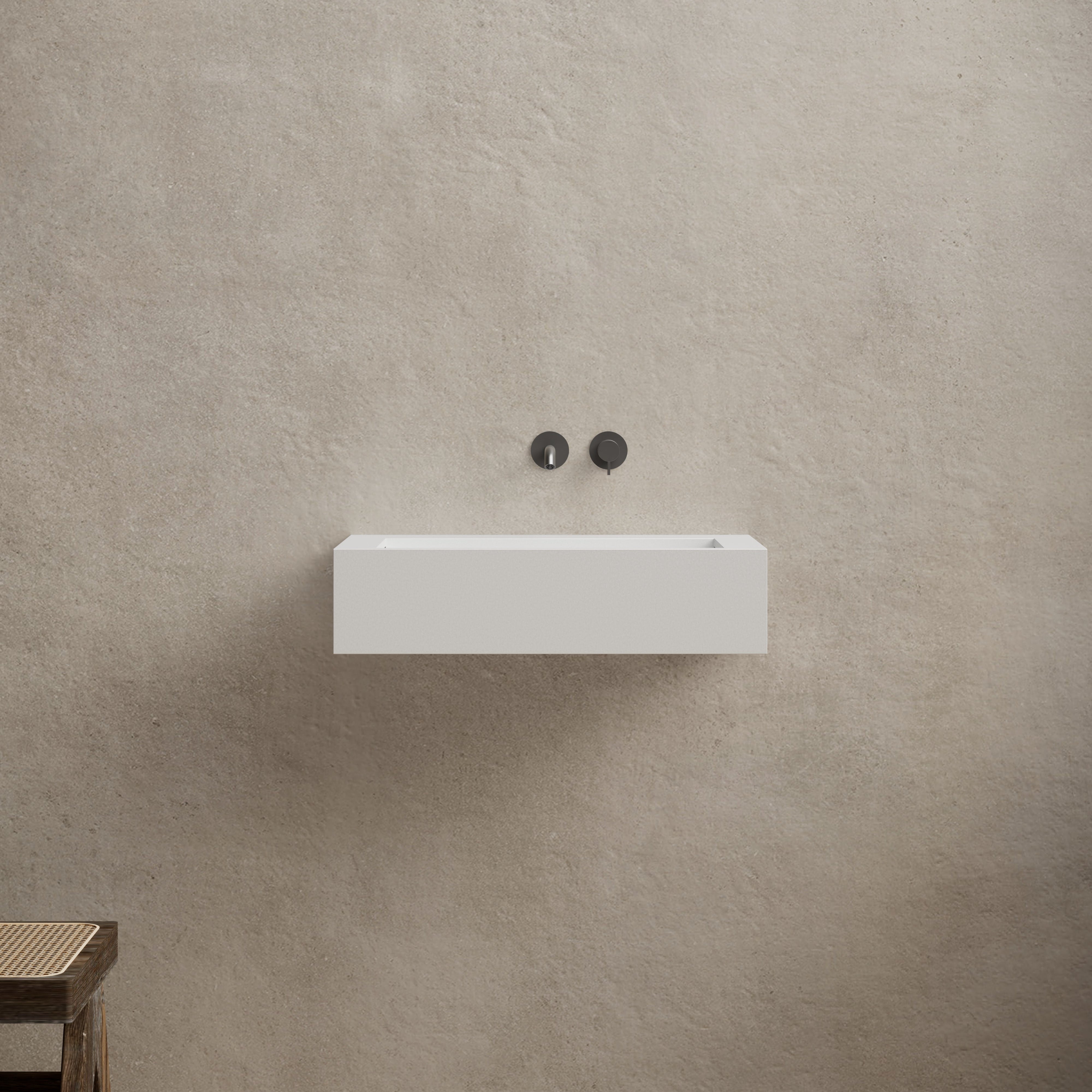 23.6 Inch MonBlari Solid Surface Wall Mount Sink Bathroom Sink TW-G272-MW-FrontView