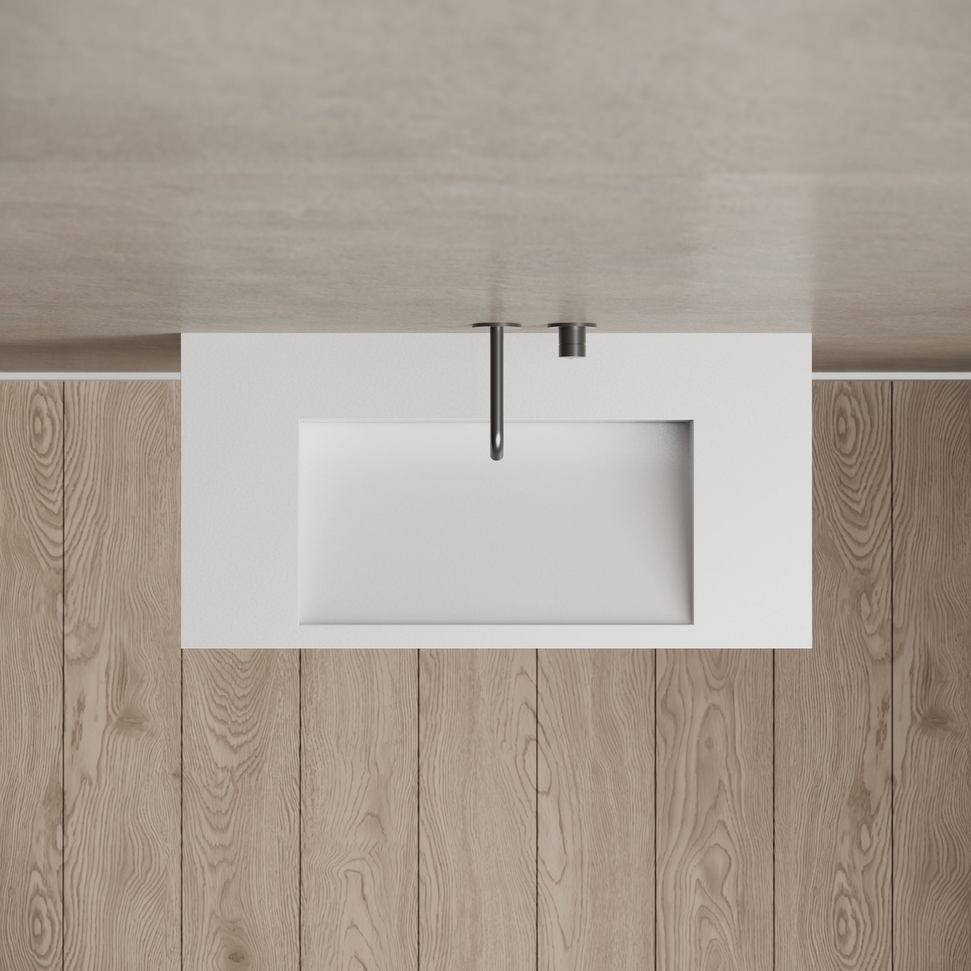 31.5 Inch MonBlari Solid Surface Wall Mount Sink Bathroom Sink TW-G273-TopView