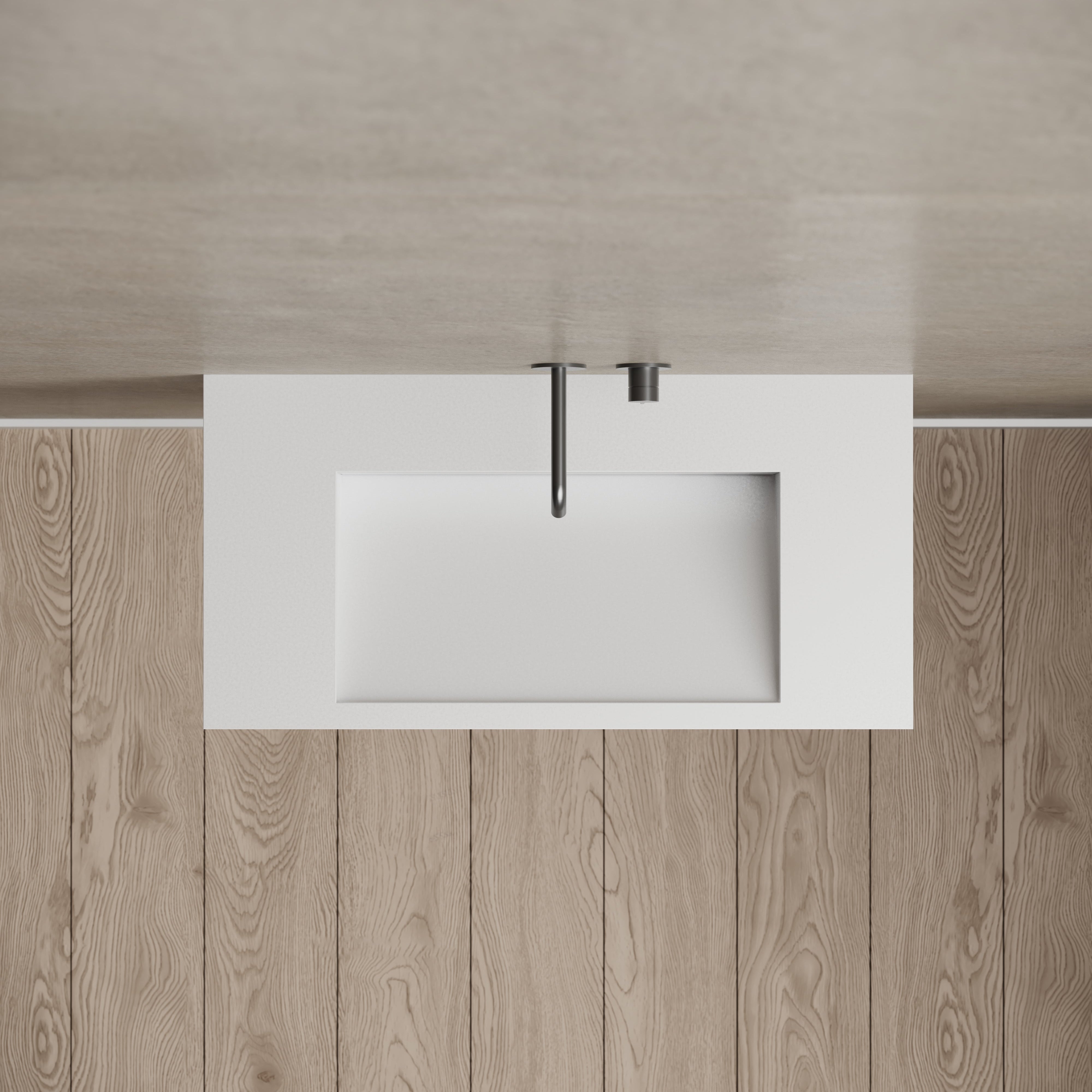 31.5 Inch MonBlari Solid Surface Wall Mount Sink Bathroom Sink TW-G273-TopView