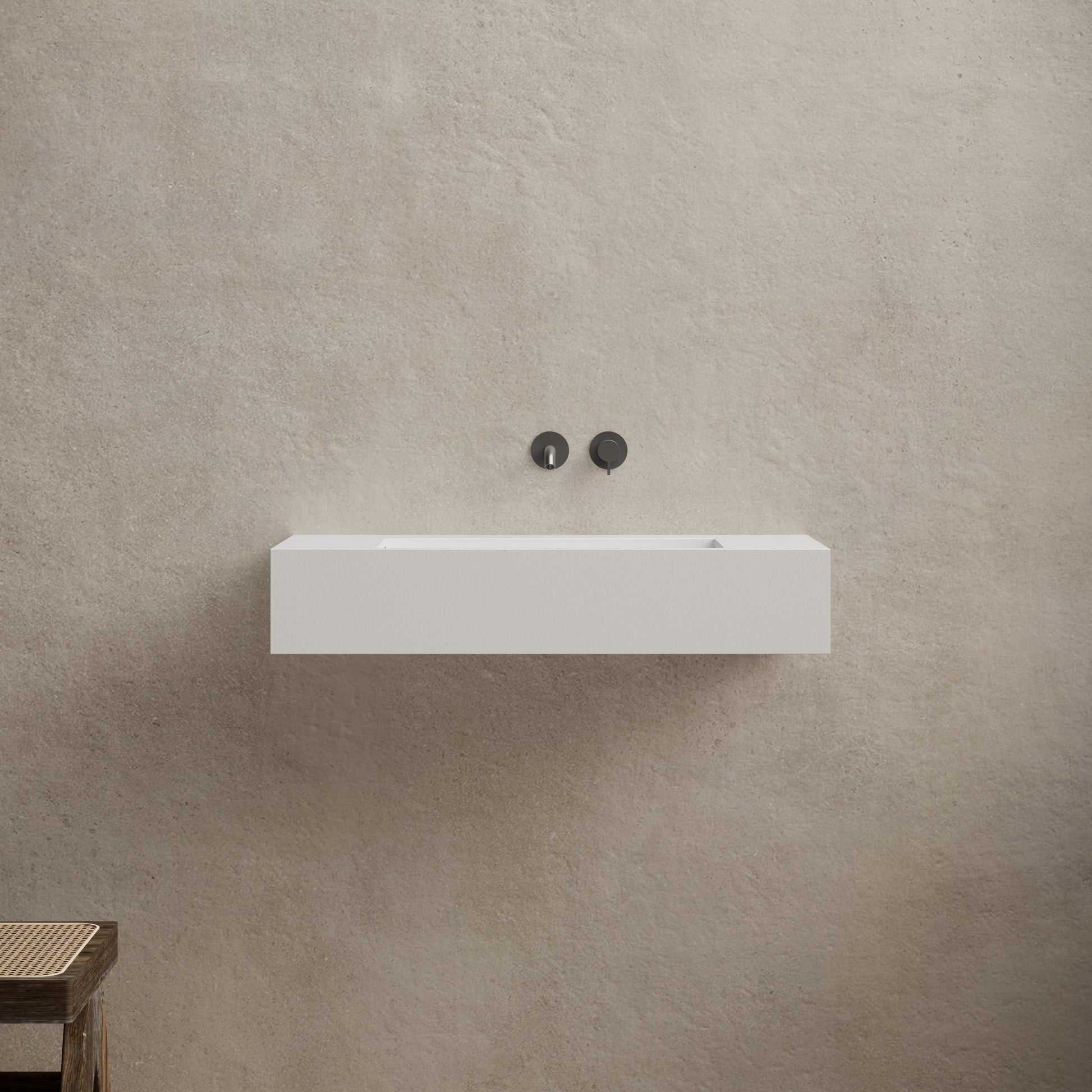 31.5 Inch MonBlari Solid Surface Wall Mount Sink Bathroom Sink TW-G273-FrontView