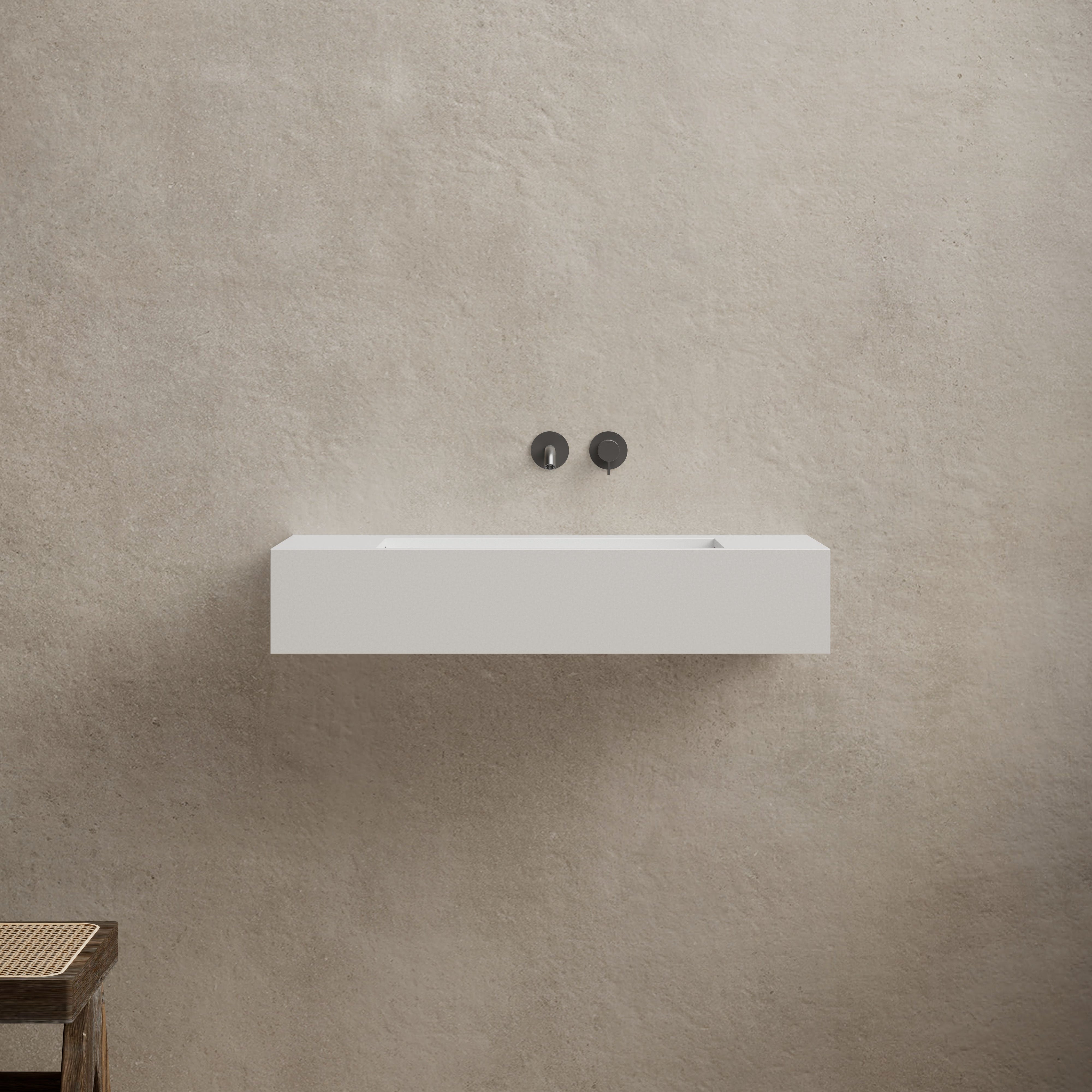 31.5 Inch MonBlari Solid Surface Wall Mount Sink Bathroom Sink TW-G273-FrontView