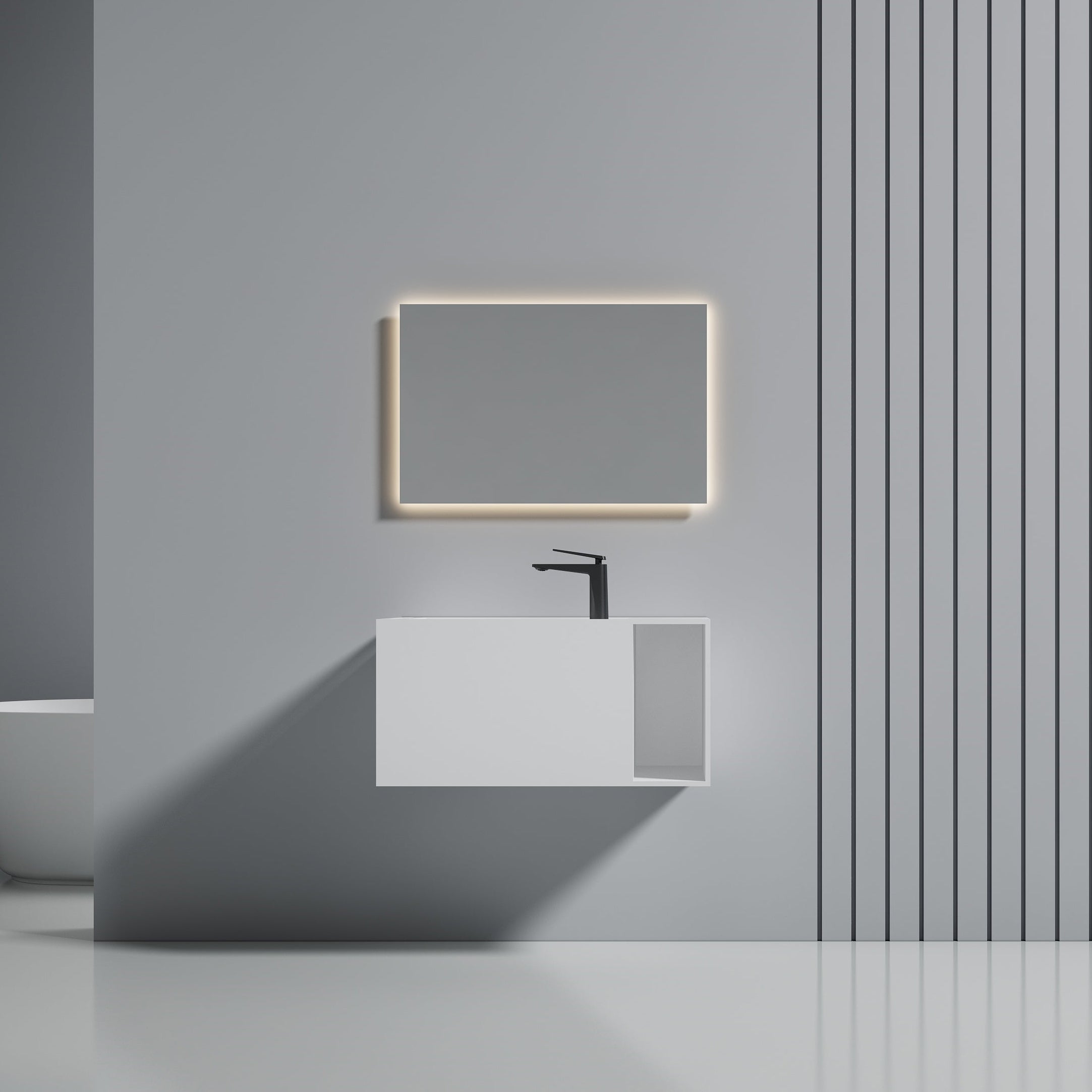 31 Inch MonBlari Solid Surface Vessel Bowl Sink Bathroom Sink-XA-G33-L-FrontView