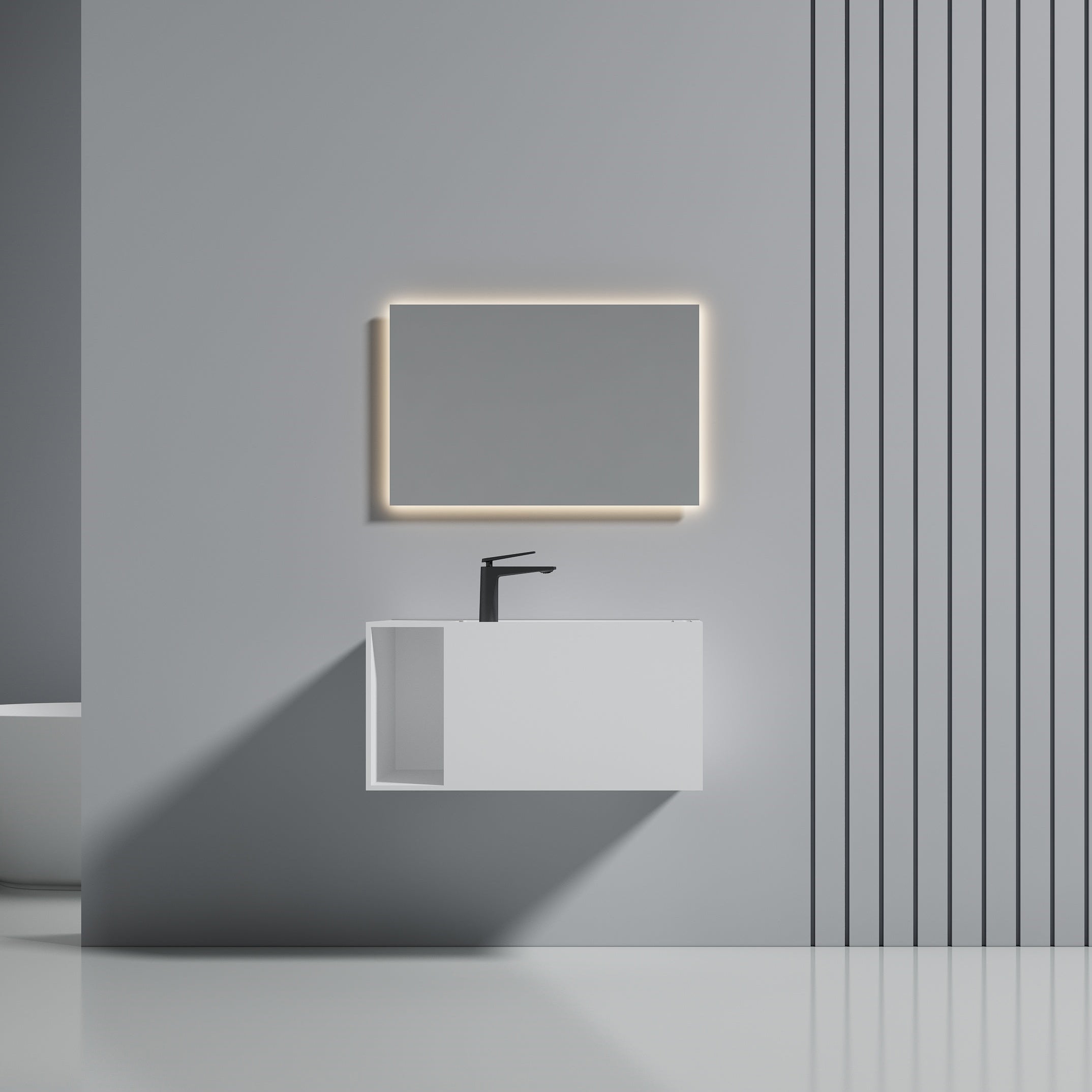 31 Inch MonBlari Solid Surface Vessel Bowl Sink Bathroom Sink-XA-G33-R-FrontView