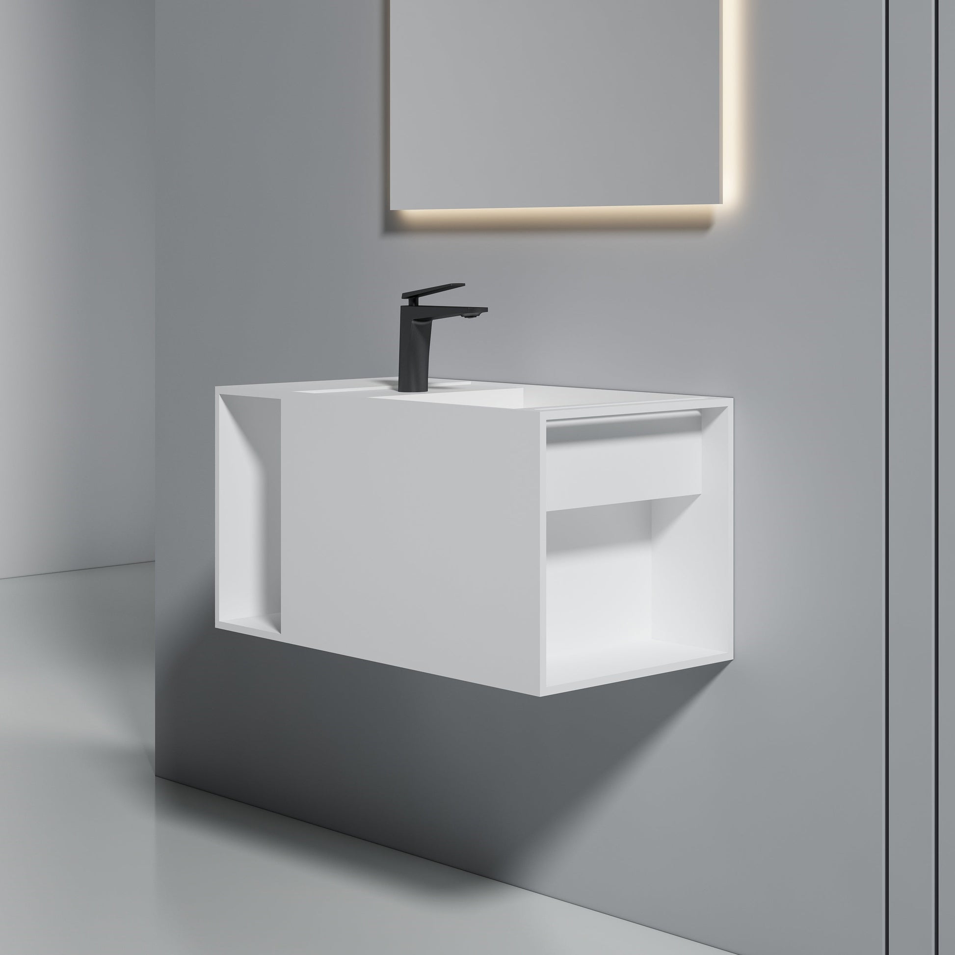 31 Inch MonBlari Solid Surface Vessel Bowl Sink Bathroom Sink-XA-G33-R-SideView