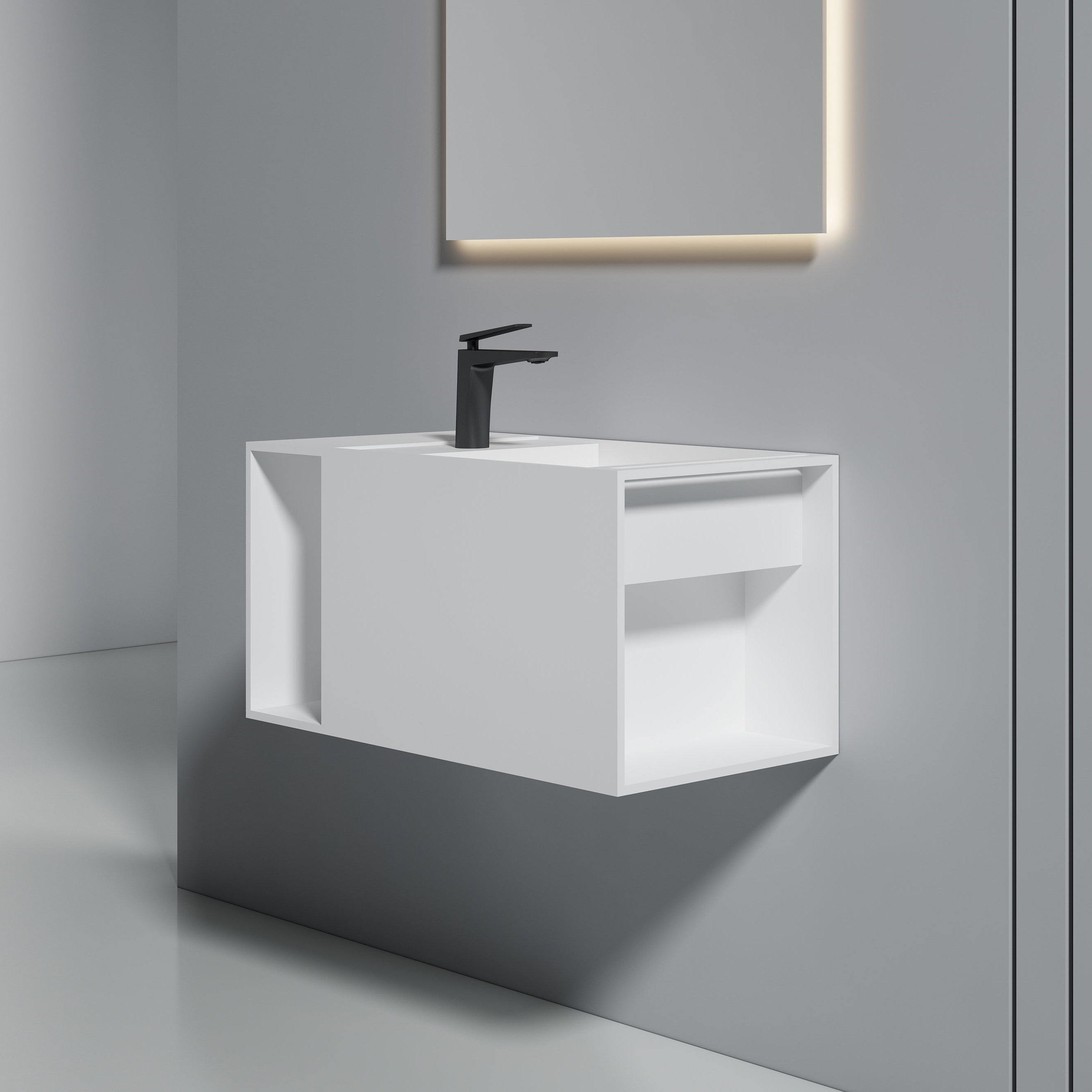 31 Inch MonBlari Solid Surface Vessel Bowl Sink Bathroom Sink-XA-G33-R-SideView