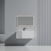 35 Inch MonBlari Solid Surface Vessel Bowl Sink Bathroom Sink-XA-G35-LR-FrontView