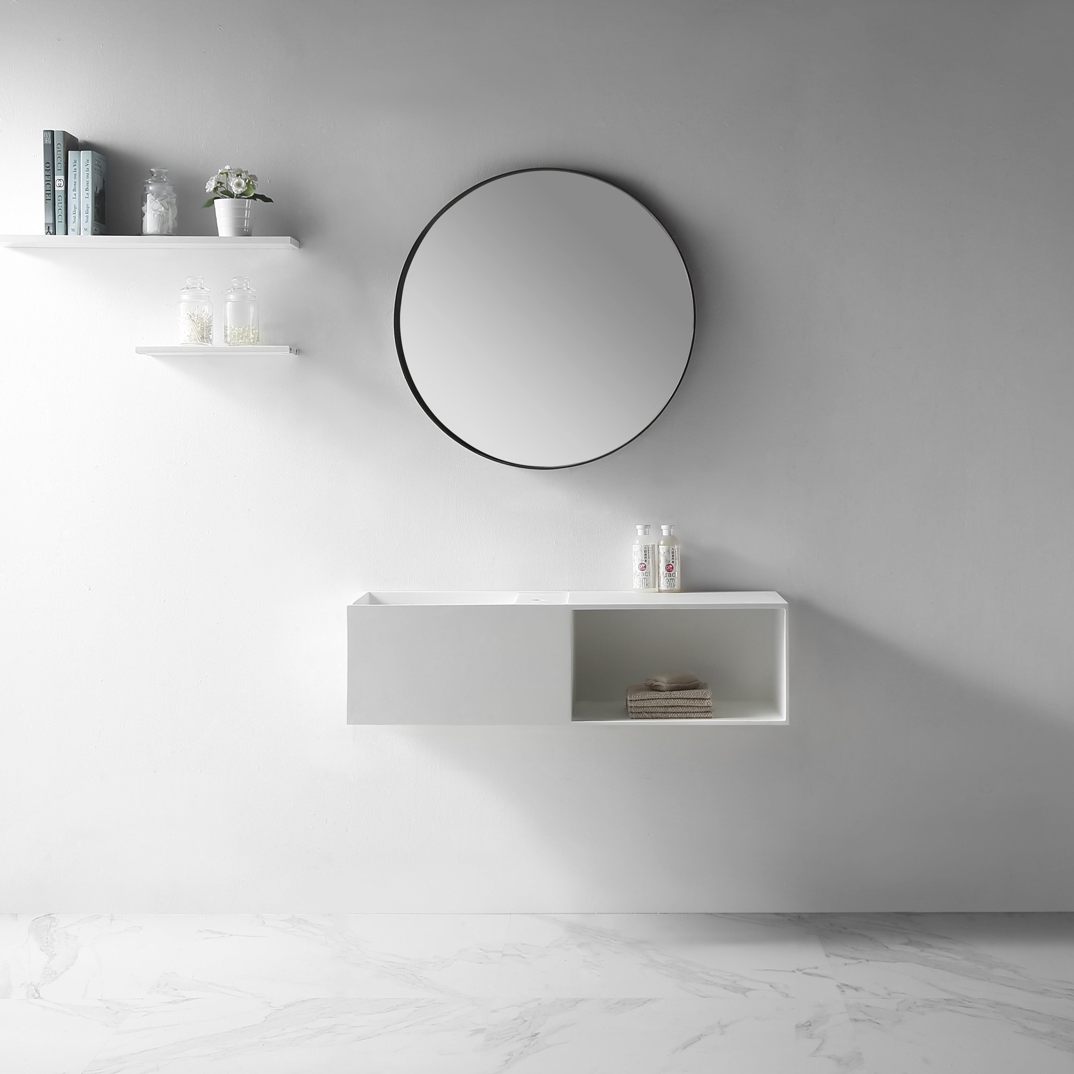 43 Inch MonBlari Solid Surface Vessel Bowl Sink Bathroom Sink-XA-G36-LR-FrontView