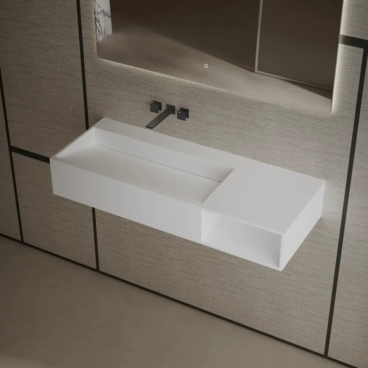 34.3-47.2 Inch Solid Surface Wall Mount Sink Bathroom Sink