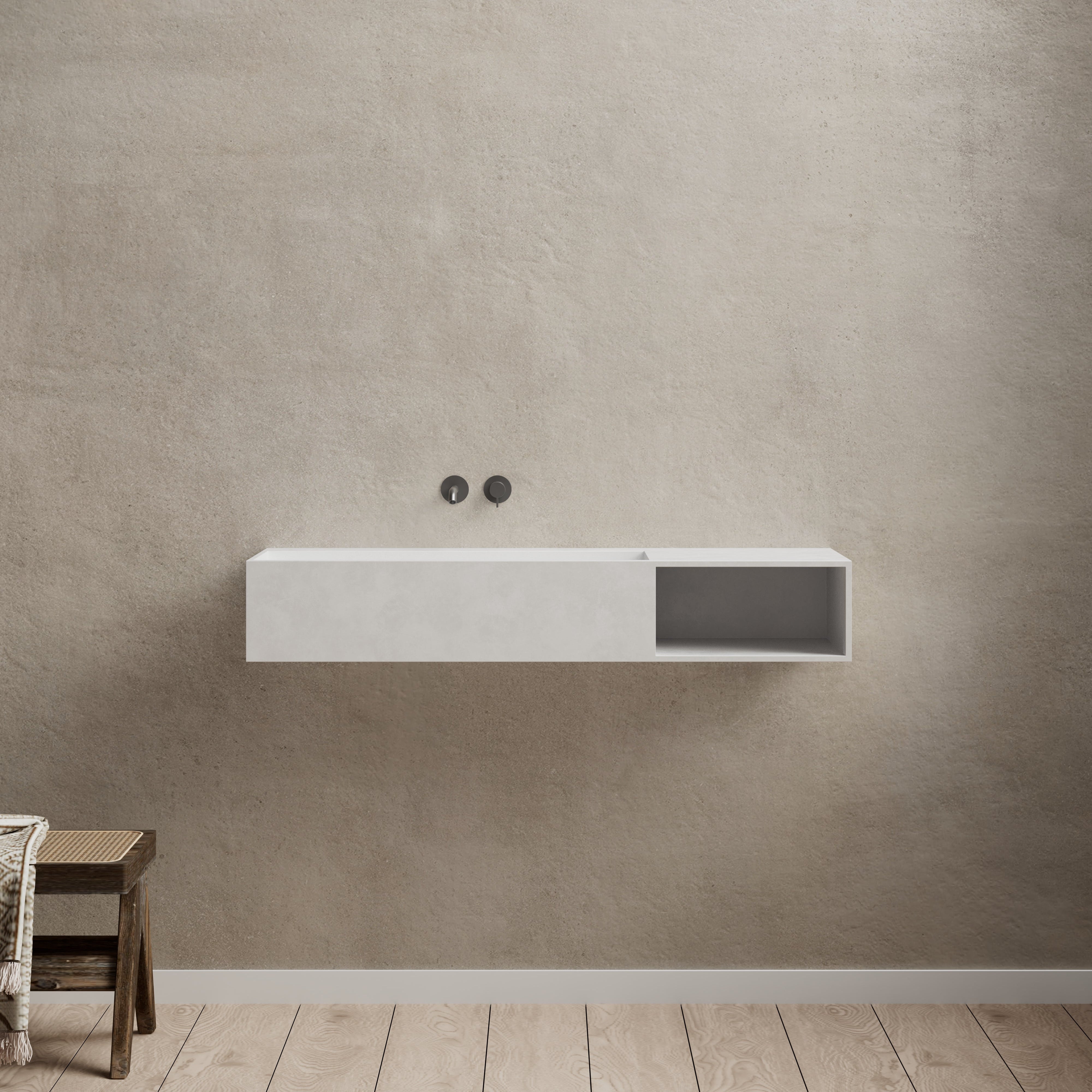 34.3 Inch MonBlari Solid Surface Wall Mount Sink XA-G62L-frontView