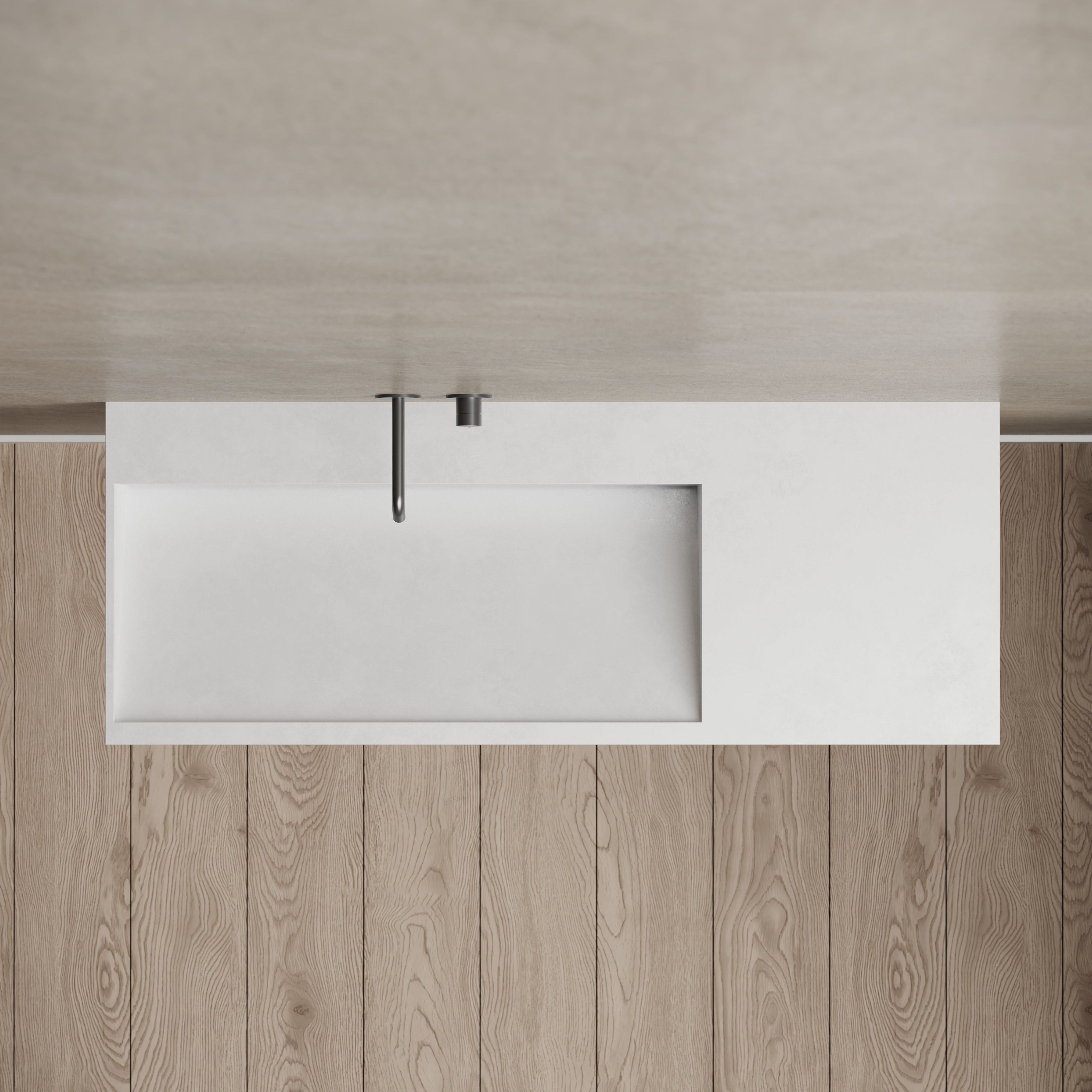 34.3 Inch MonBlari Solid Surface Wall Mount Sink XA-G62L-topView