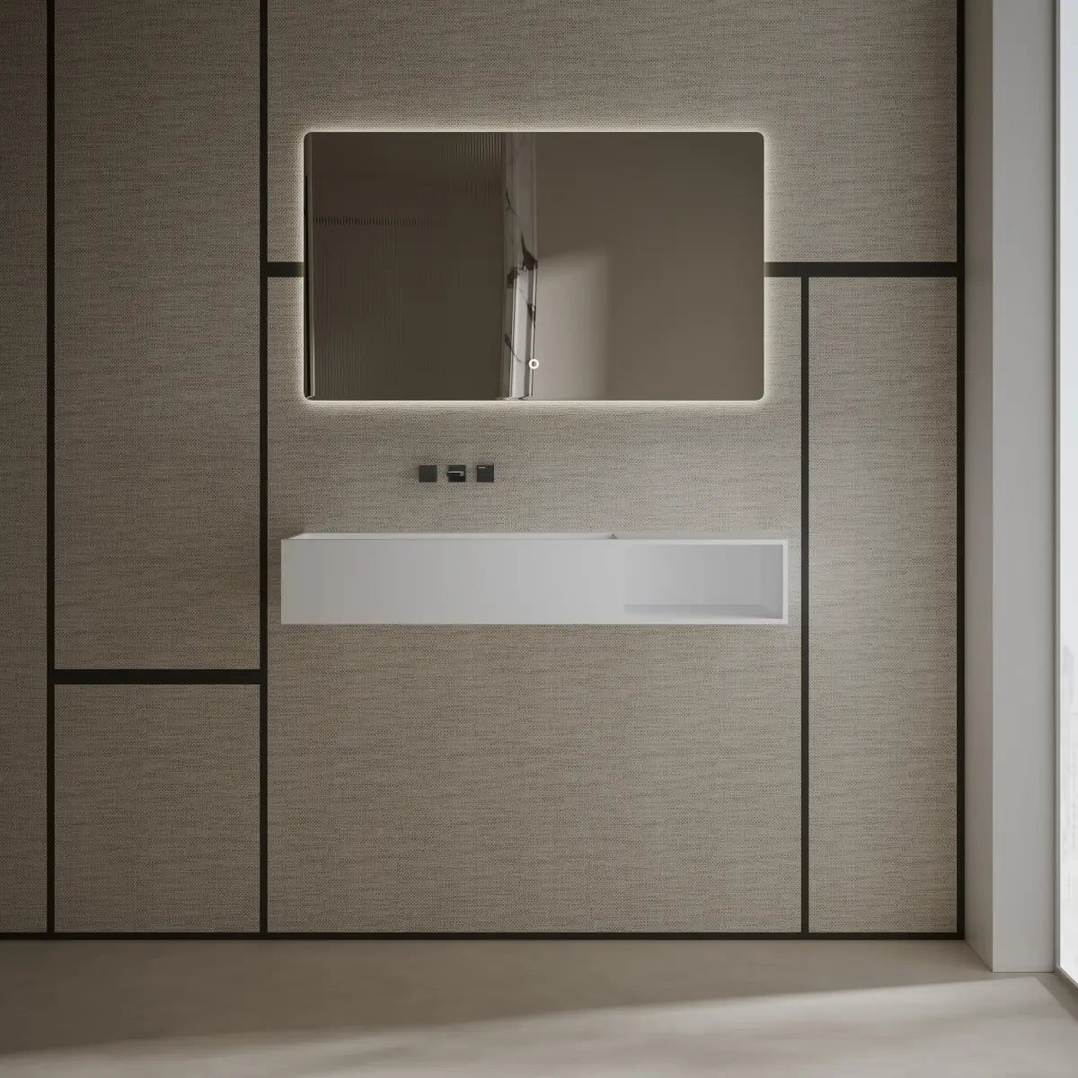 34.3-47.2 Inch Solid Surface Wall Mount Sink Bathroom Sink