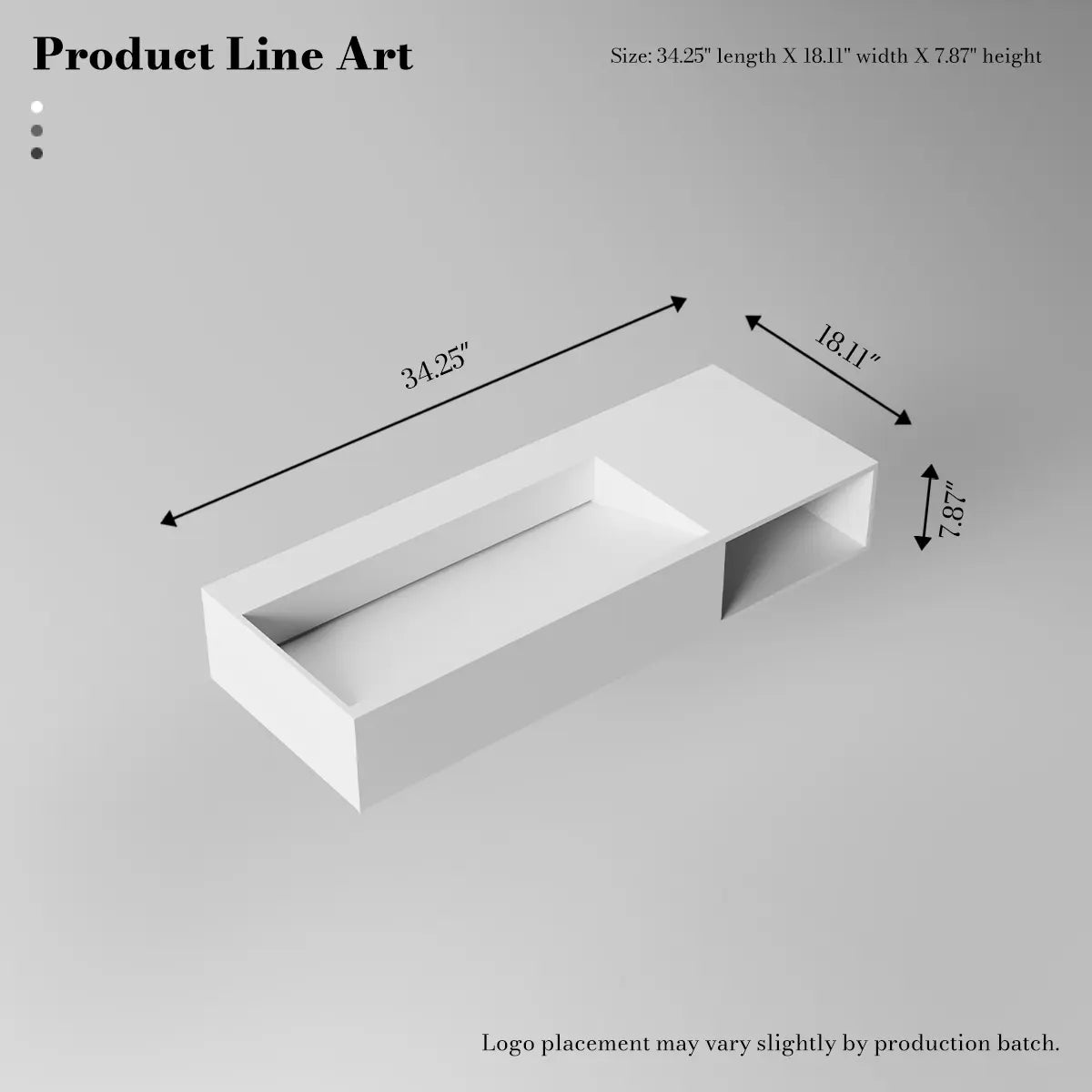 34.3-47.2 Inch Solid Surface Wall Mount Sink Bathroom Sink